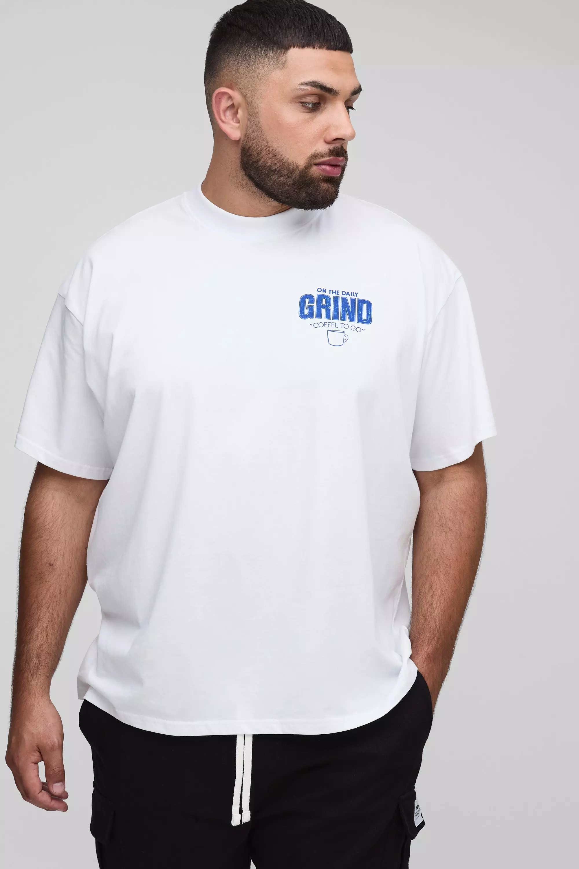 Plus Oversized Always On The Grind Graphic T-Shirt | boohooMAN USA
