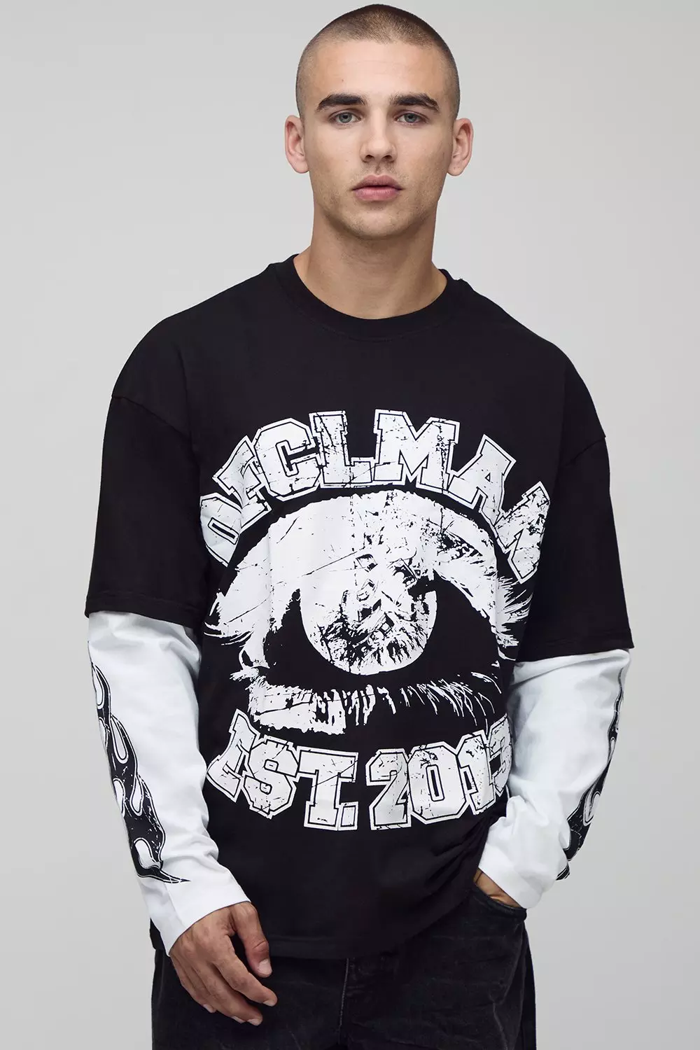 ◆LEE◆ Big Logo Man to Man Oatmeal Lee Men's Size Large Long Sleeve, T-shirt, Sterling Grey
