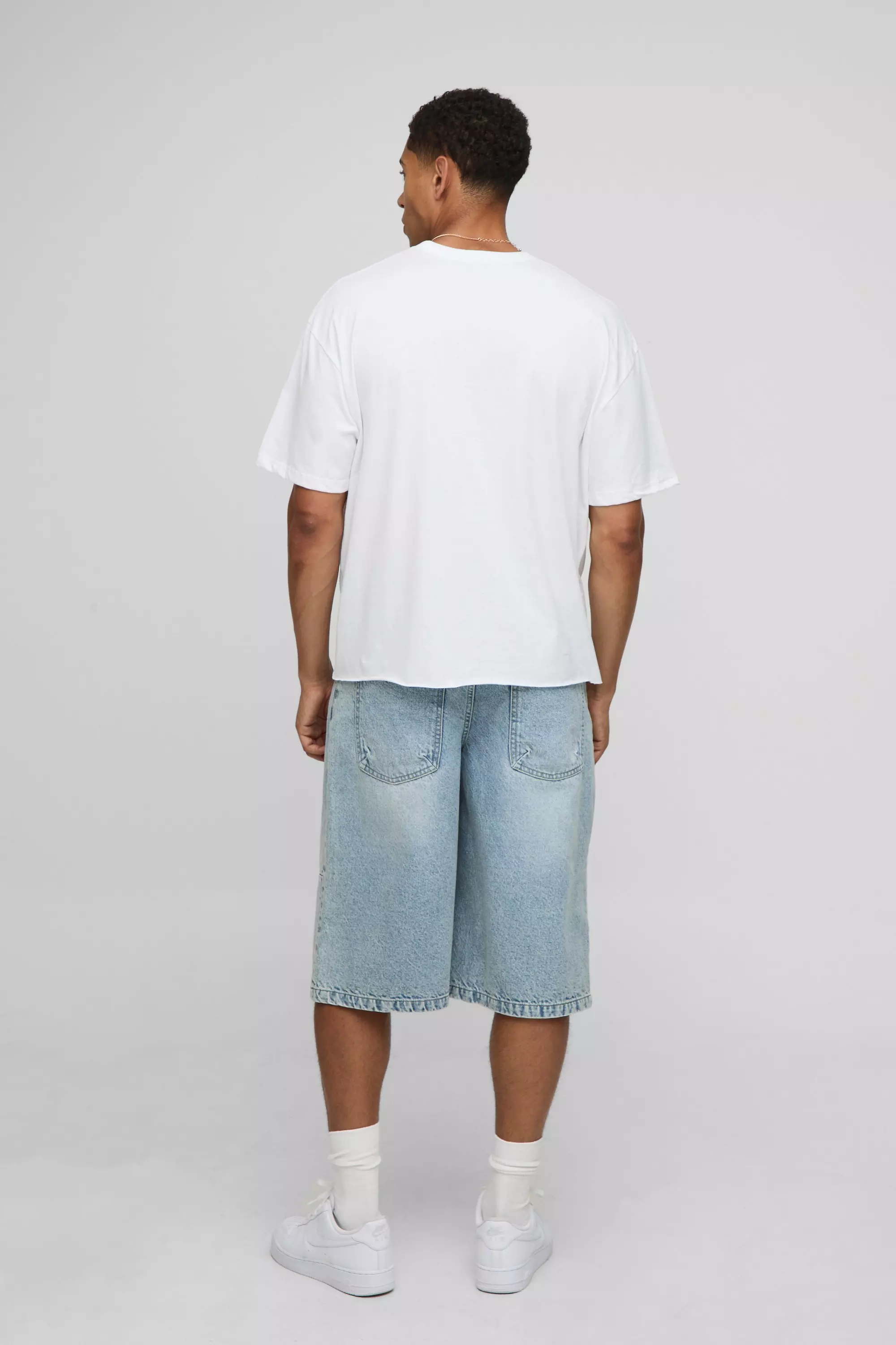 White Oversized Boxy Raw Hem Graffiti Print T-Shirt | boohooMAN USA