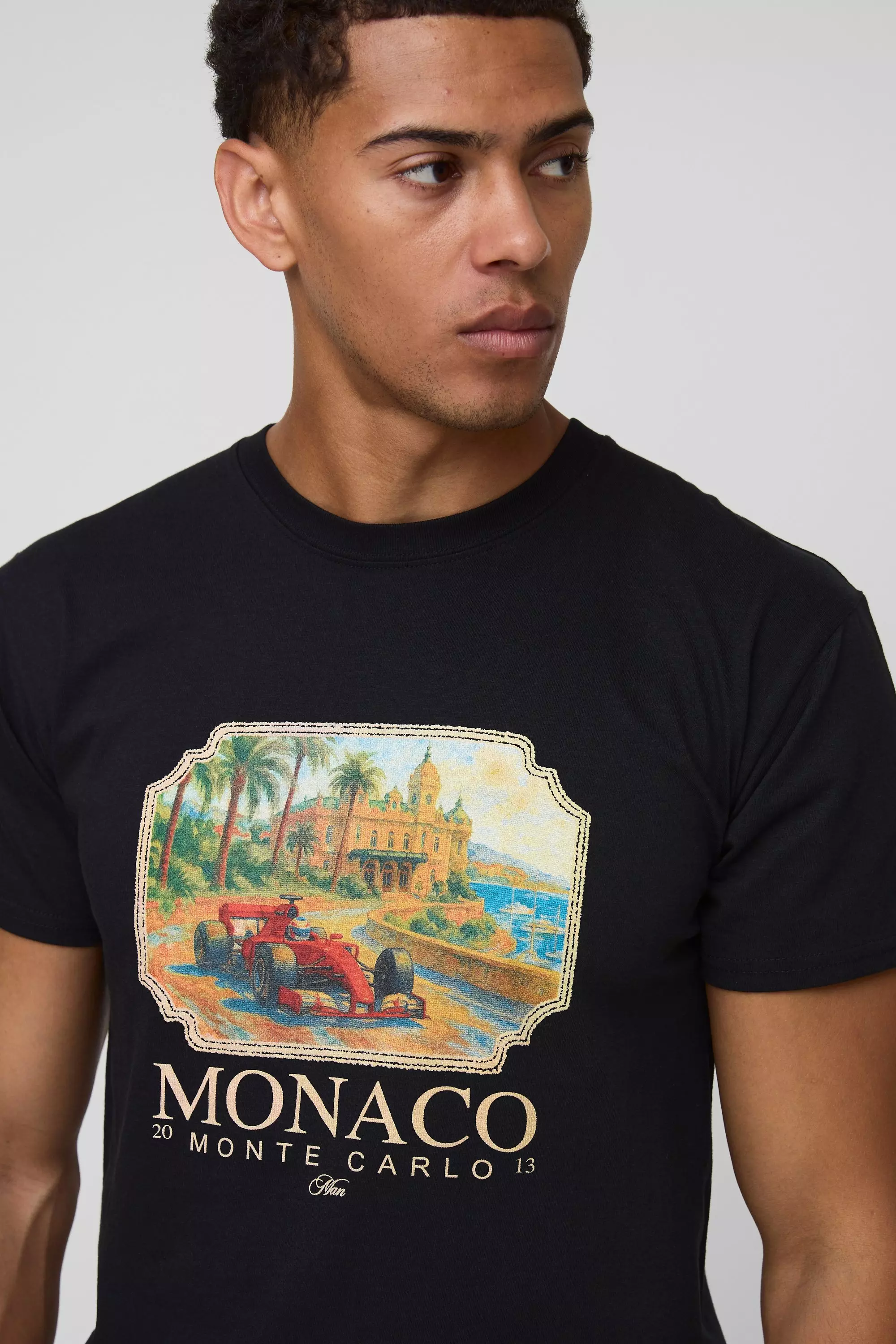 Black Regular Fit Monaco T-Shirt | boohooMAN USA