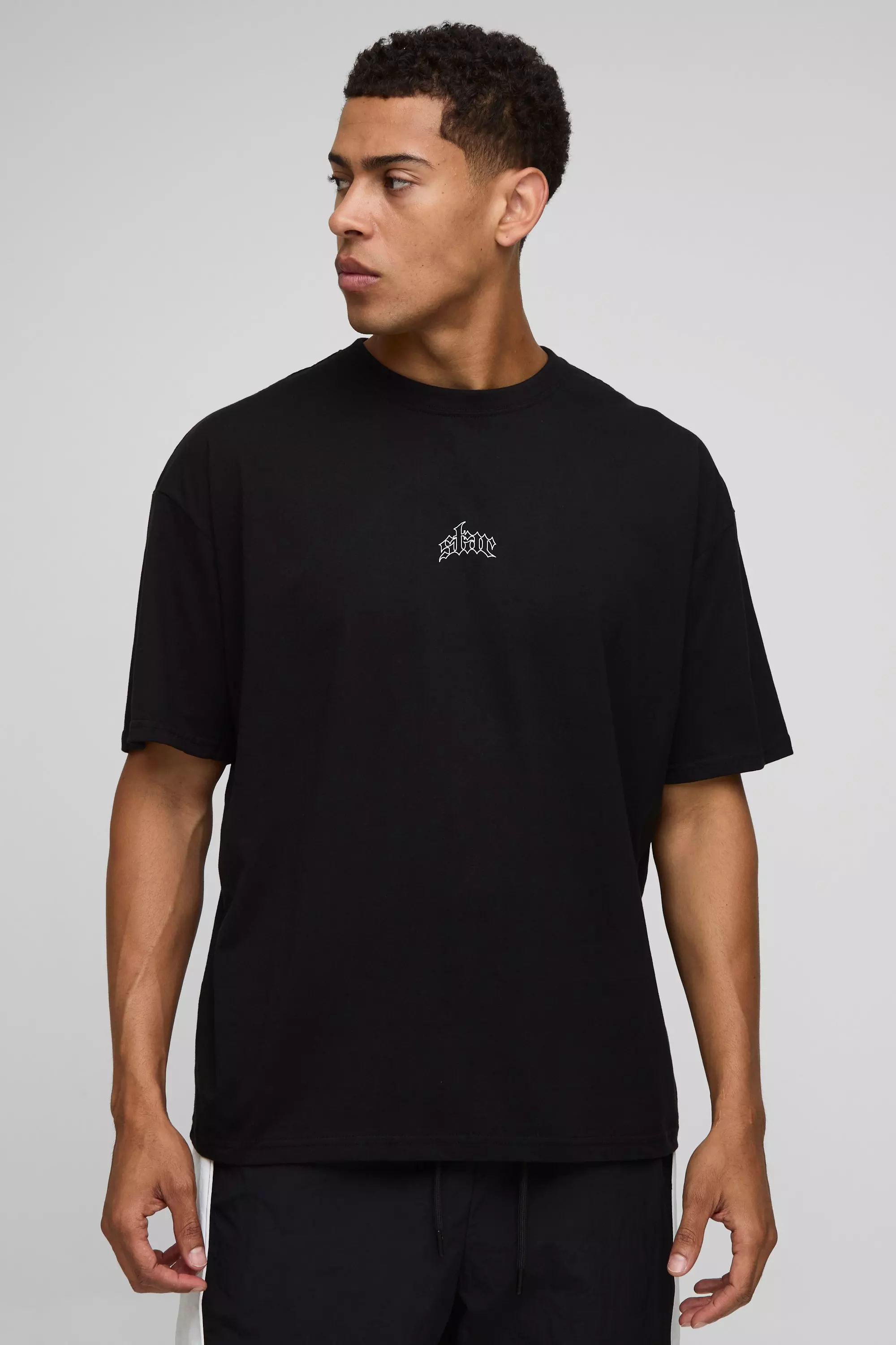Black Oversized Star Graphic T Shirt | boohooMAN USA