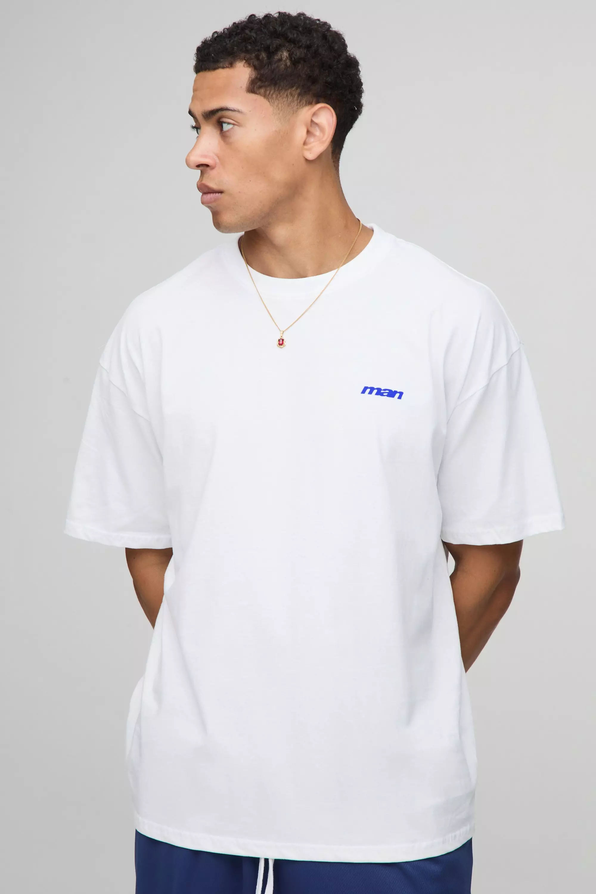 White Oversized Strawberry Printed T-Shirt | boohooMAN USA