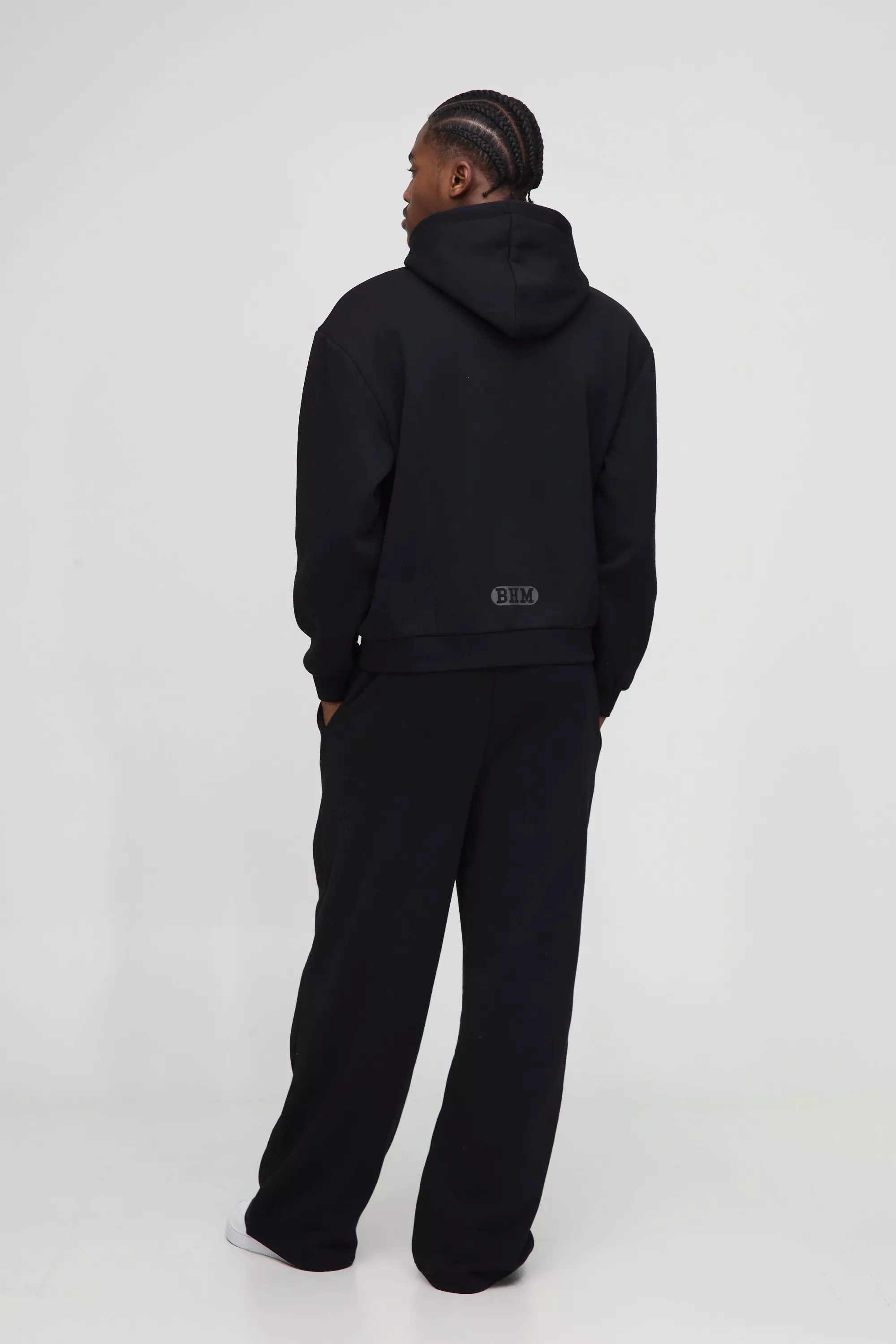 Oversized Boxy Varsity Zip Through Hooded Wide Leg Tracksuit