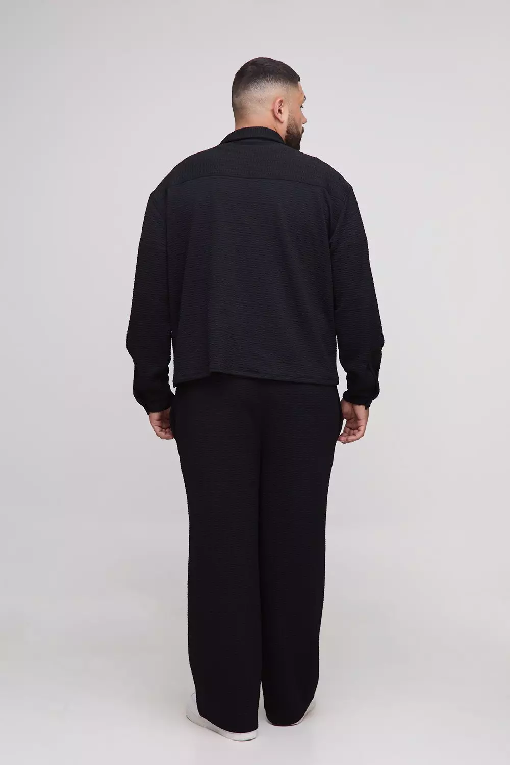 Plus Textured Jersey Oversized Boxy Shirt and Relaxed Trouser Set | boohooMAN USA