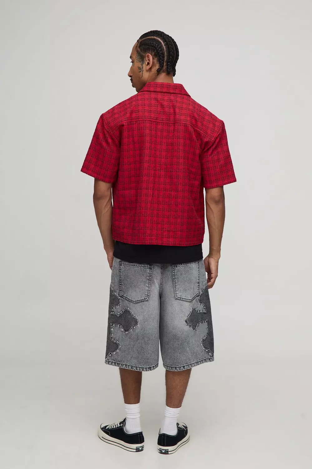 Oversized Small Microcheck Double Pocket Boxy Shirt | boohooMAN USA