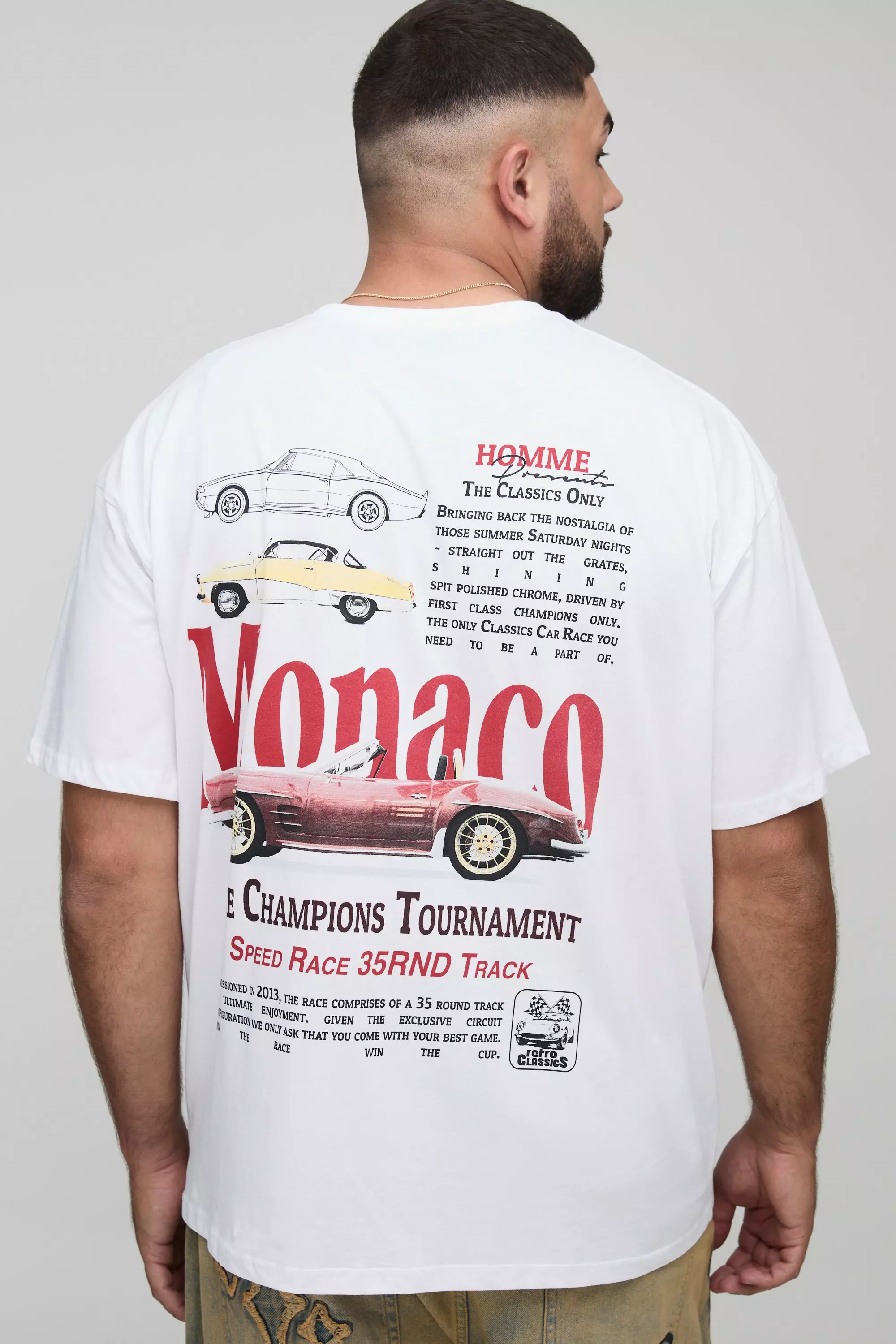 Plus Oversized Monaco Car Graphic T-Shirt | boohooMAN USA
