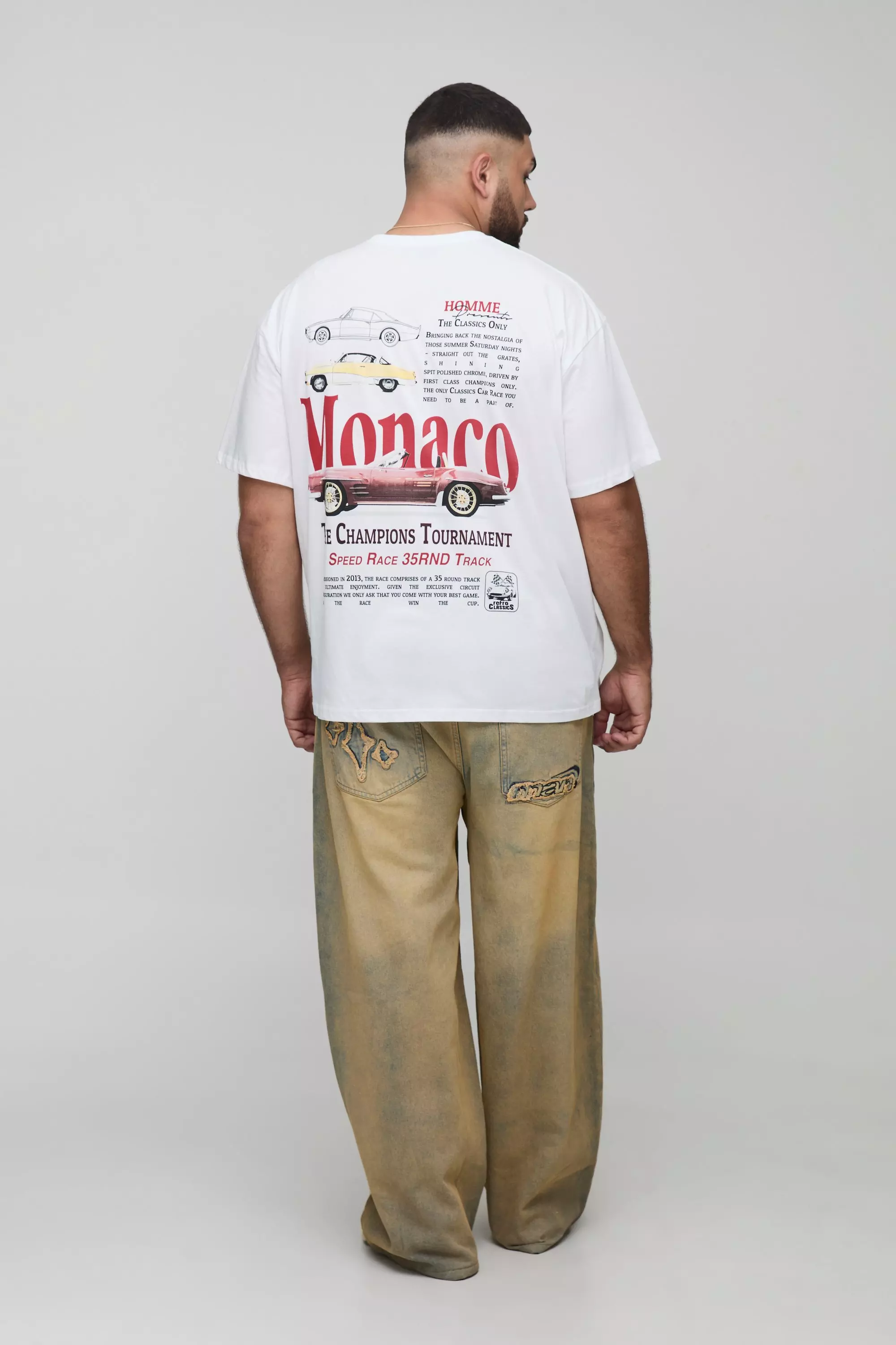 Plus Oversized Monaco Car Graphic T-Shirt | boohooMAN USA