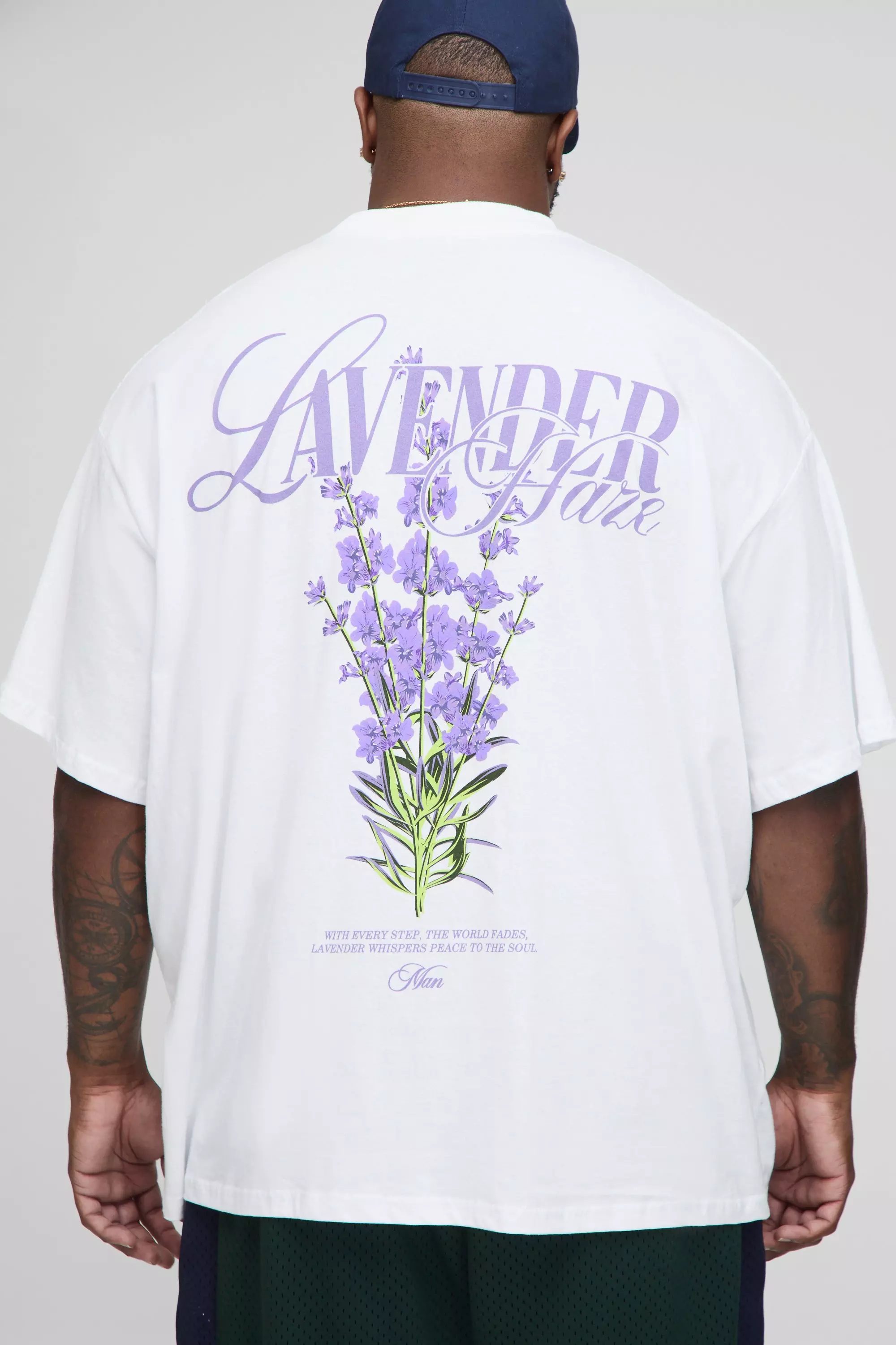 Plus Oversized Lavender Haze Print T-Shirt | boohooMAN USA