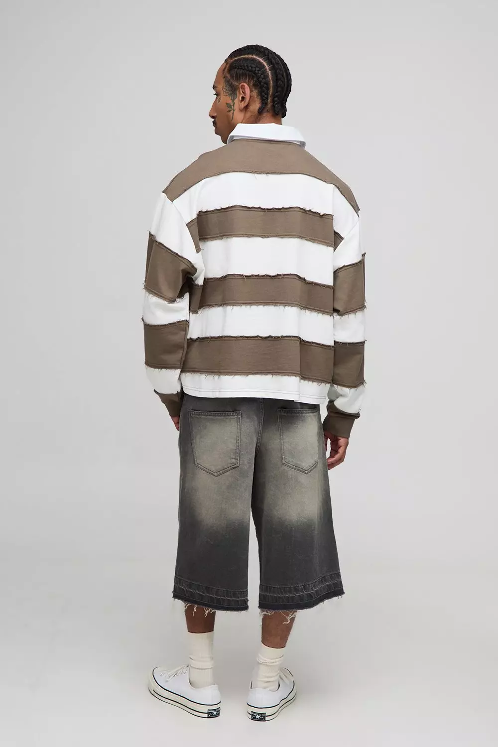 Oversized Boxy Distressed Long Sleeve Rugby Polo | boohooMAN USA