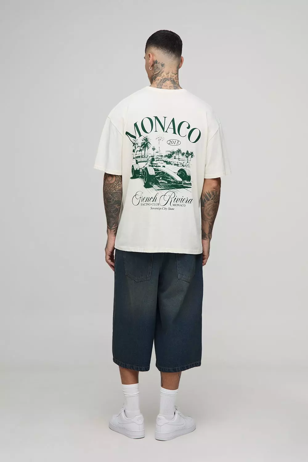 Tall Oversized Monaco Racing Print T-Shirt | boohooMAN USA