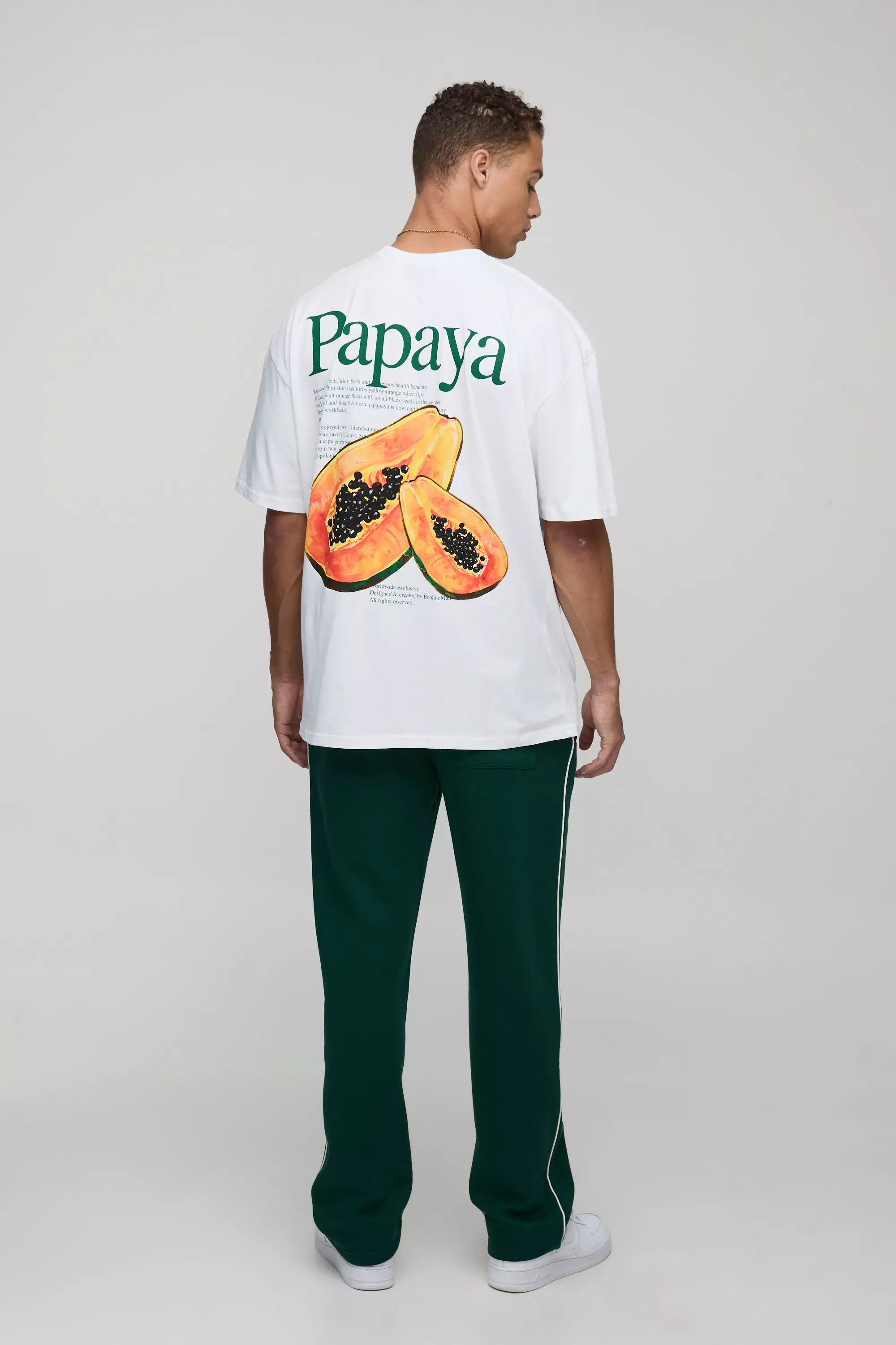 Tall Oversized Man Papaya Print T-Shirt | boohooMAN USA