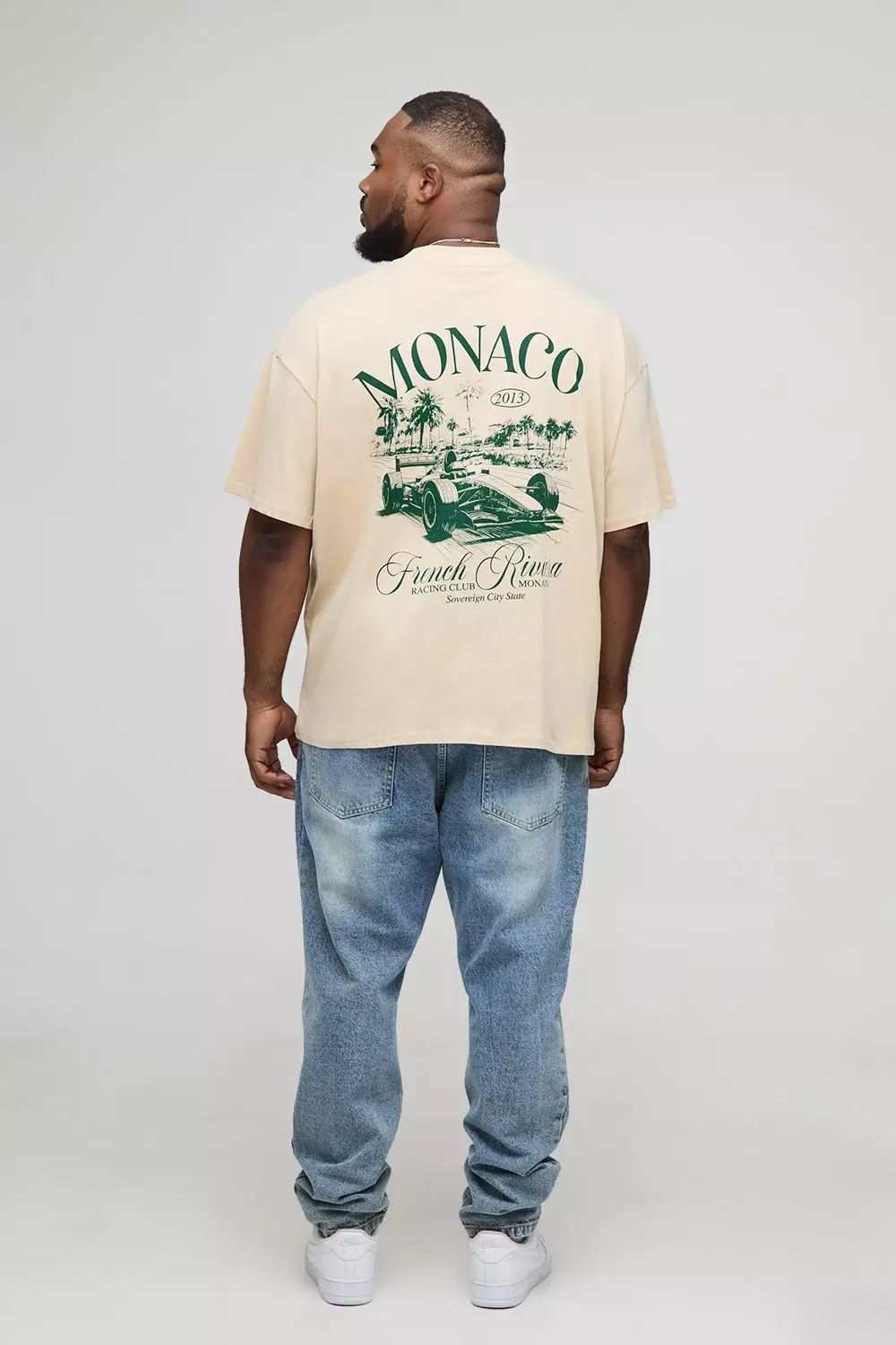Plus Oversized Monaco Racing Print T-Shirt | boohooMAN USA