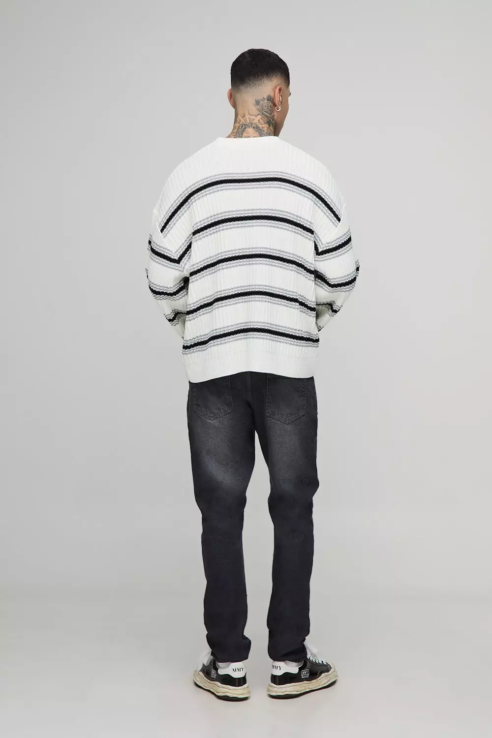 Tall Ribbed Knit Wide Sleeve Boxy Oversized Jumper | boohooMAN USA