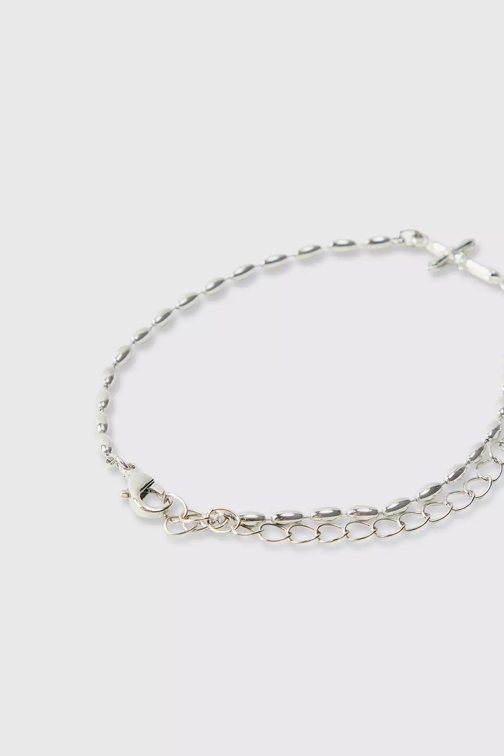 Silver Cross Bracelet | boohooMAN AU