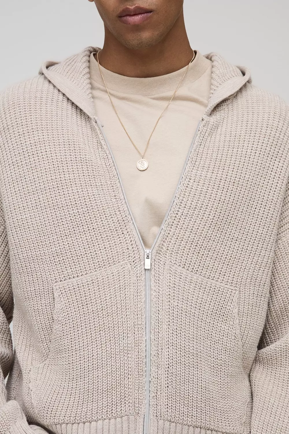 Boxy Rib Knitted Hoodie | boohooMAN USA