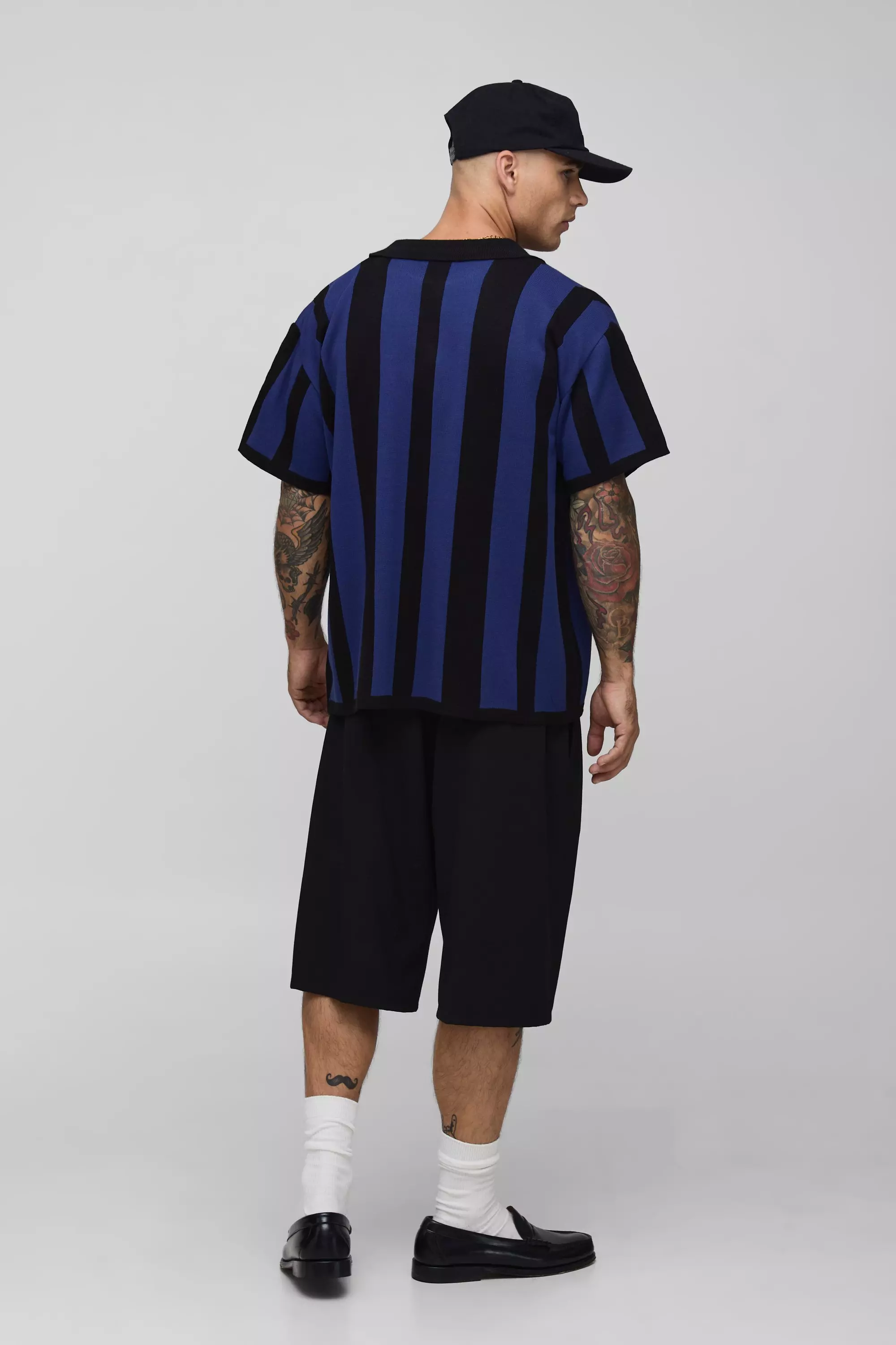 Boxy Fit Striped Knitted Shirt | boohooMAN USA