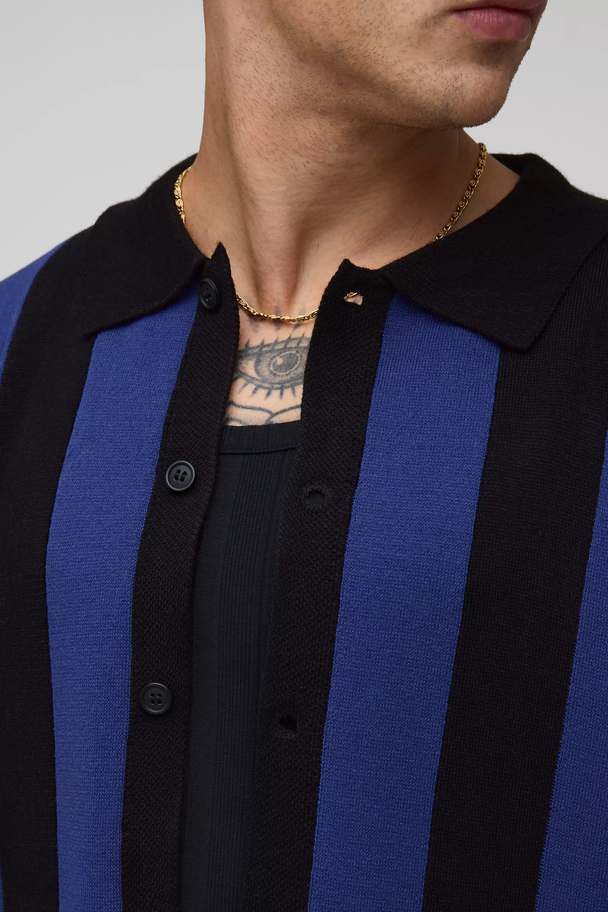 Boxy Fit Striped Knitted Shirt | boohooMAN USA