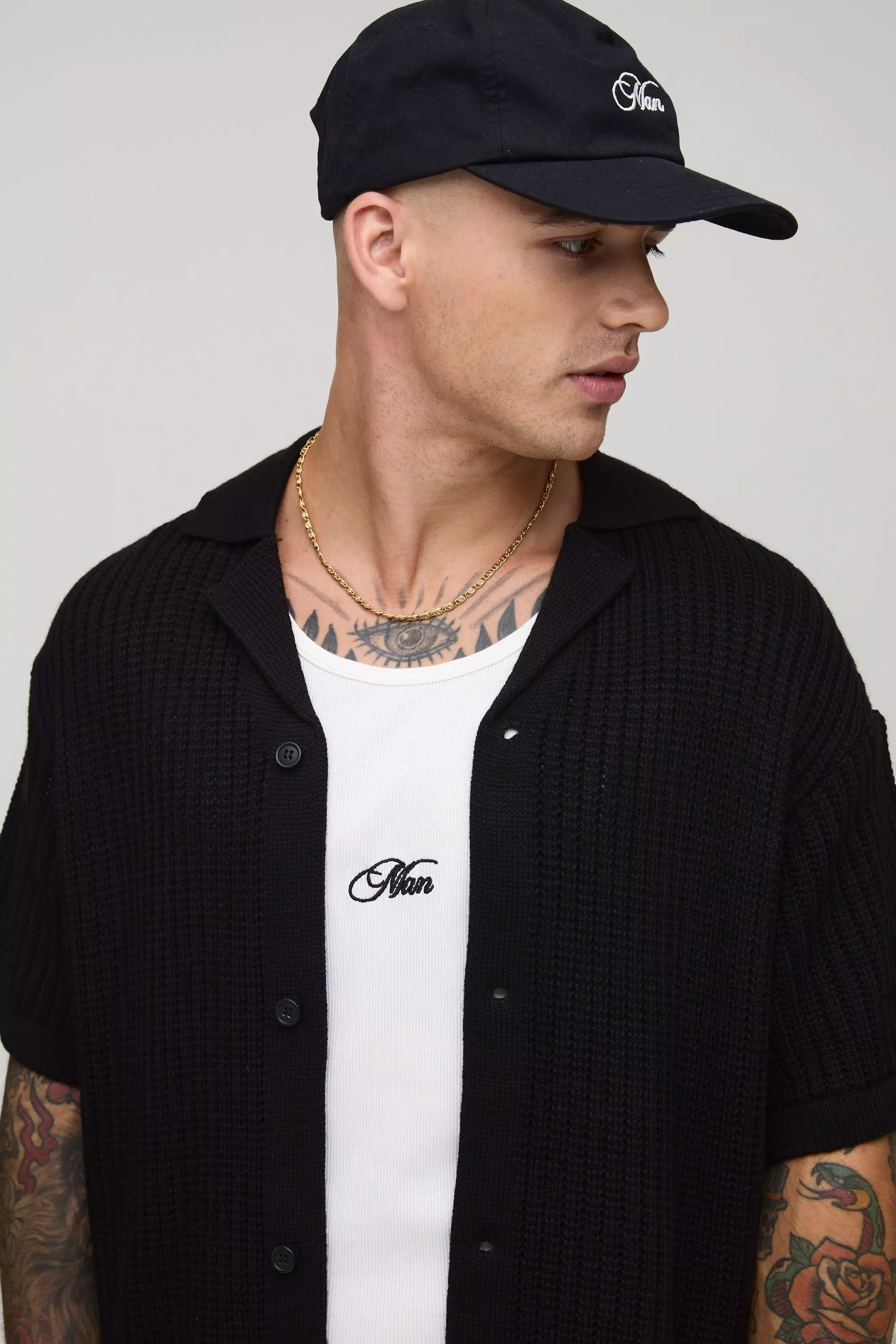 Boxy Rib Revere Knitted Shirt | boohooMAN USA