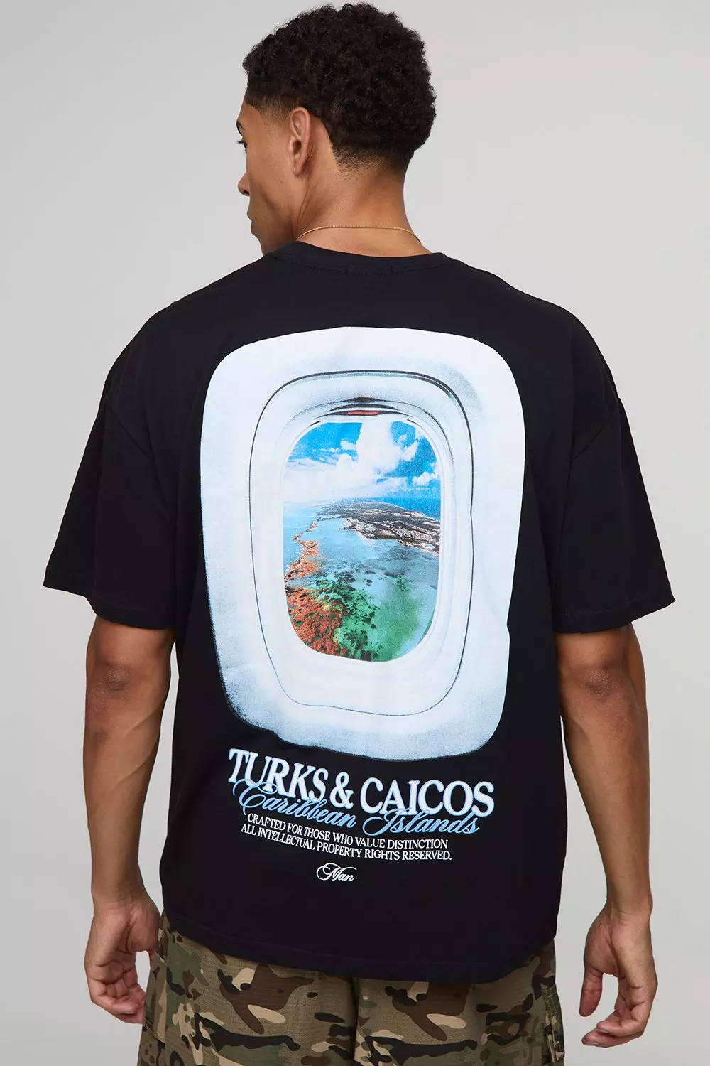 Black Oversized Caribbean Islands T-Shirt | boohooMAN USA