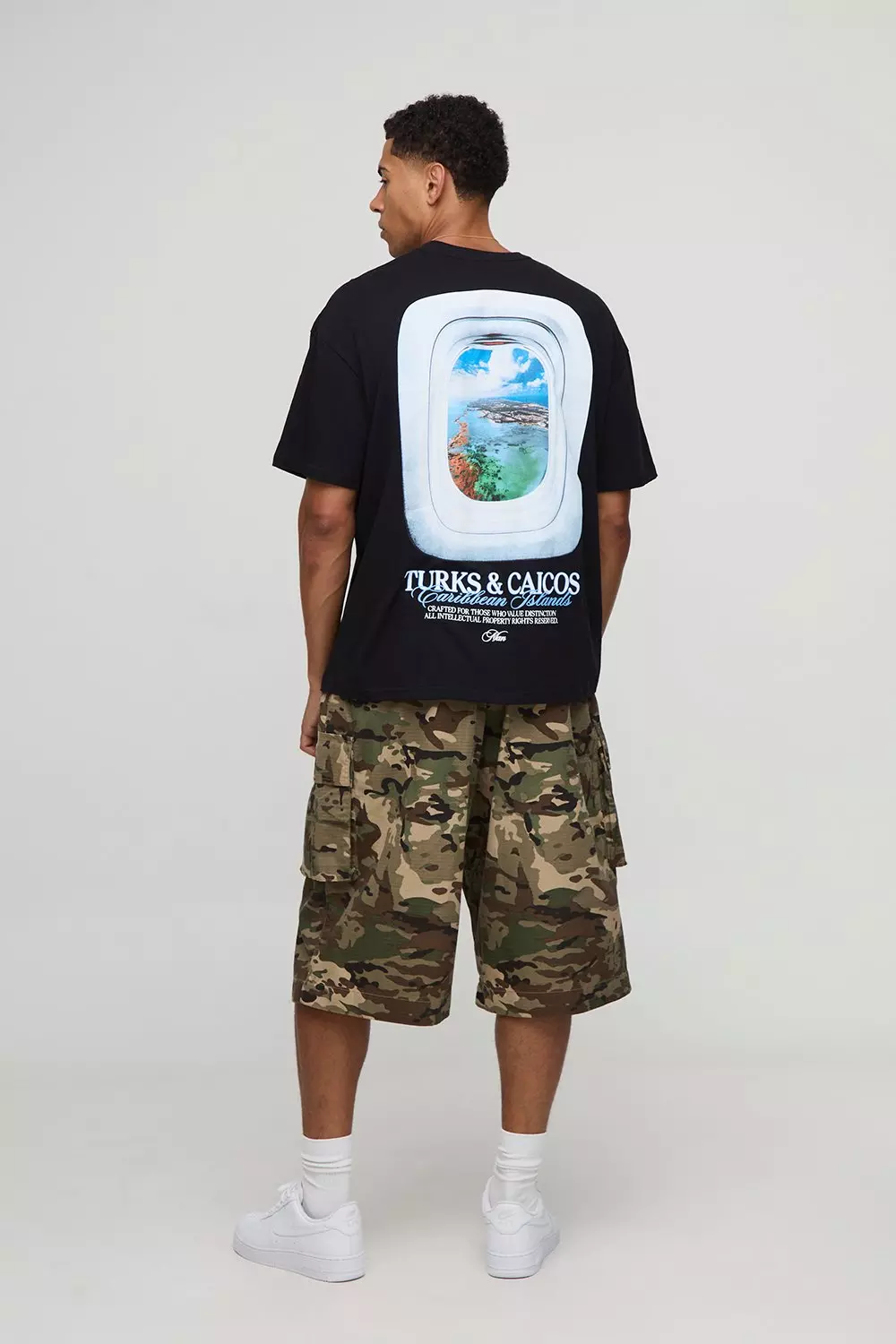 Black Oversized Caribbean Islands T-Shirt | boohooMAN USA