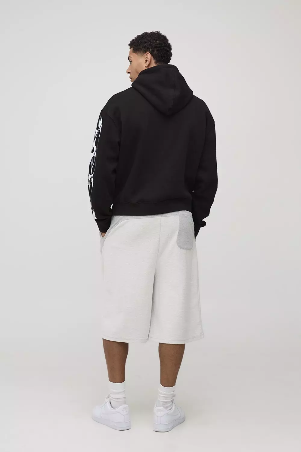 Black Oversized Boxy Ofcl Man Printed Hoodie | boohooMAN USA