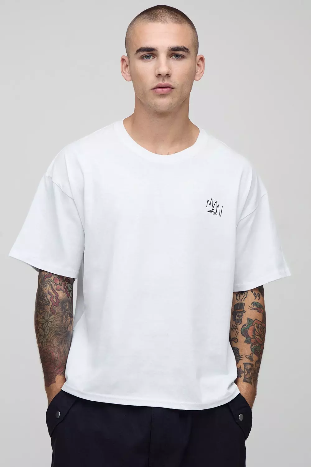 White Oversized Boxy Who's Calling Slogan T-Shirt | boohooMAN USA