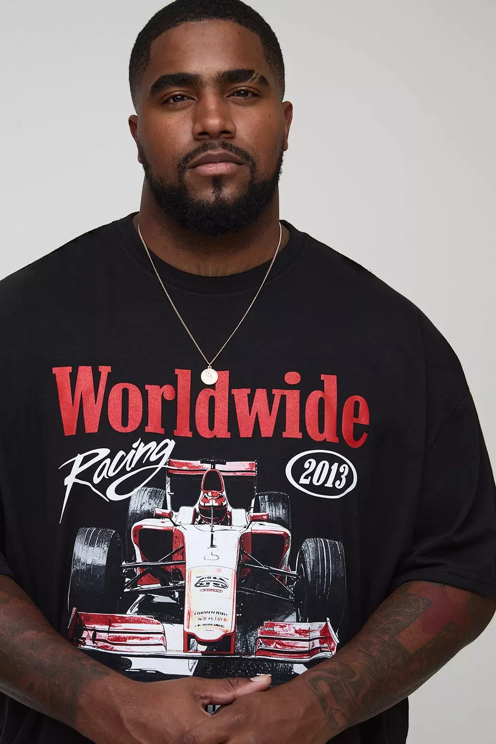 Plus Oversized Worldwide Racing Print T-Shirt | boohooMAN USA