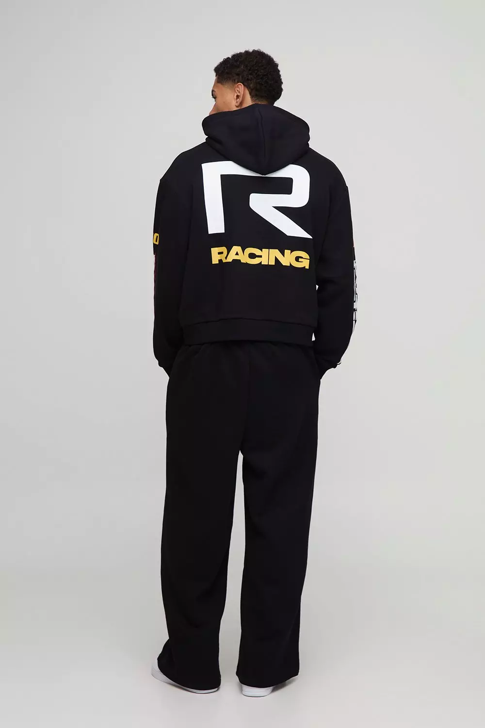 Oversized Boxy Moto Hoodie And Extreme Wide Leg Jogger Tracksuit | boohooMAN USA