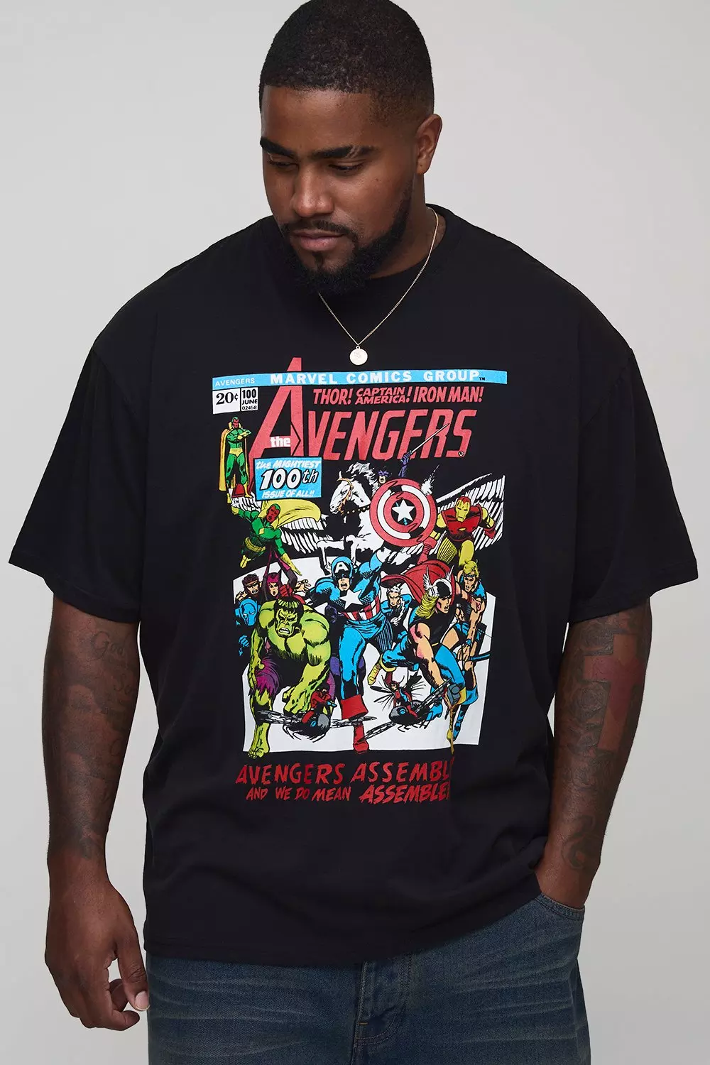 Plus Oversized Marvel Avengers License Print T-Shirt | boohooMAN USA