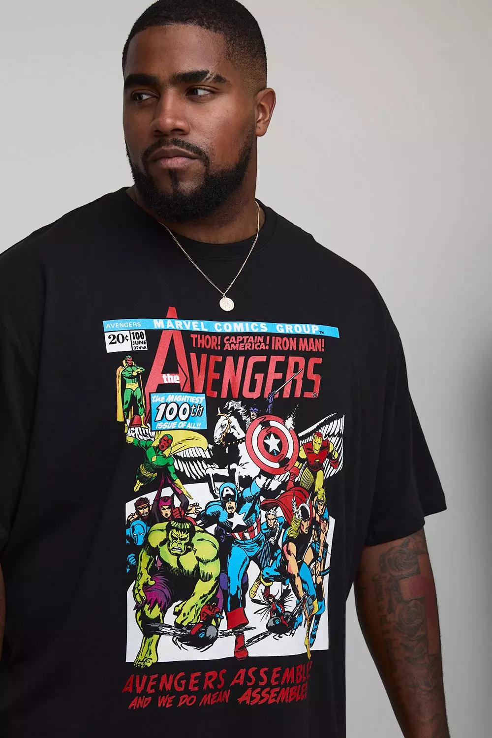 Plus Oversized Marvel Avengers License Print T-Shirt | boohooMAN USA