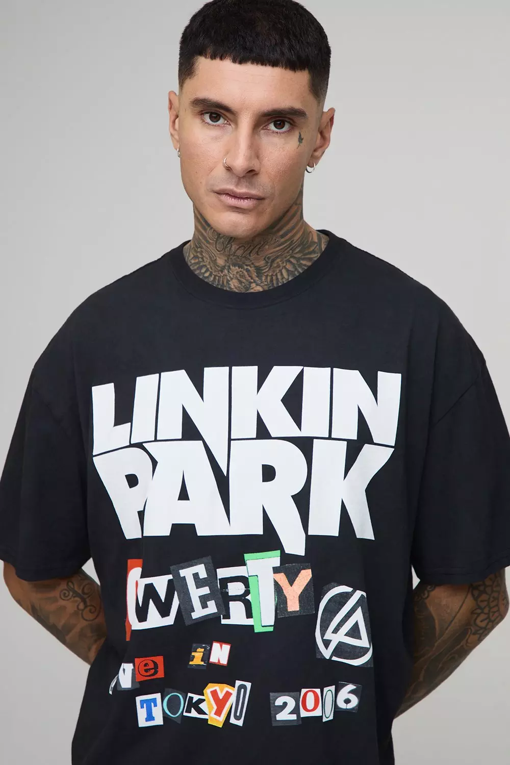 boohoo MAN★オーバーサイズ 半袖 Tシャツ★リンキン・パーク★ Tall Oversized Linkin Park Washed Print T-Shirt | boohooMAN USA
