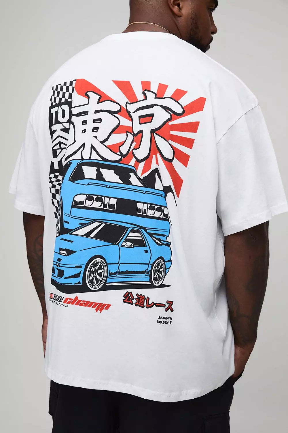 Plus Oversized Moto Graphic Print T-Shirt | boohooMAN USA