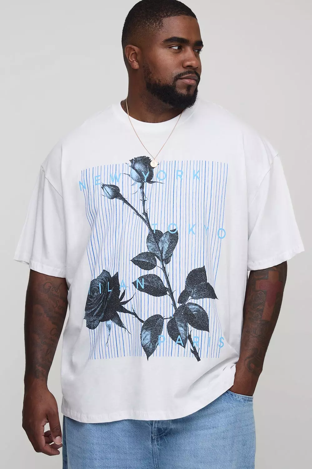 Plus Oversized Location Floral Print Abstract T-Shirt | boohooMAN USA