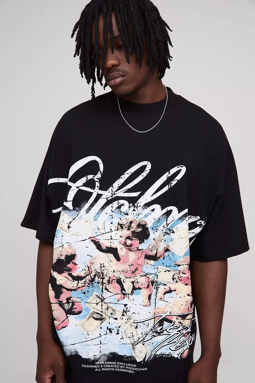 Tall Oversized Heavyweight Large Scale Print Cupid T-Shirt | boohooMAN USA