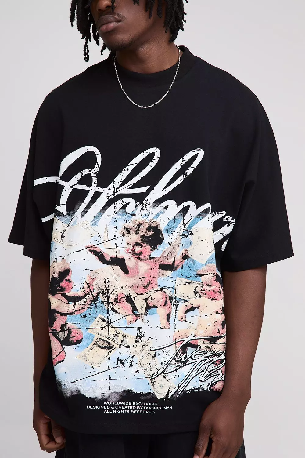 Tall Oversized Heavyweight Large Scale Print Cupid T-Shirt | boohooMAN USA