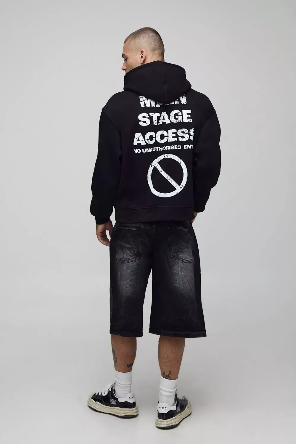 Black Oversized Boxy Slogan Printed Hoodie | boohooMAN USA