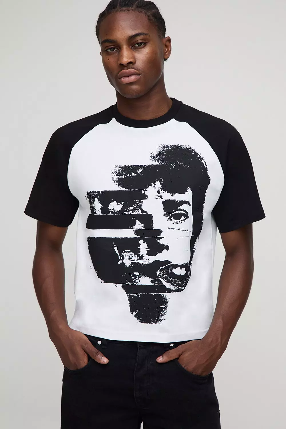 Shrunken Boxy Short Sleeve Raglan T-Shirt | boohooMAN USA