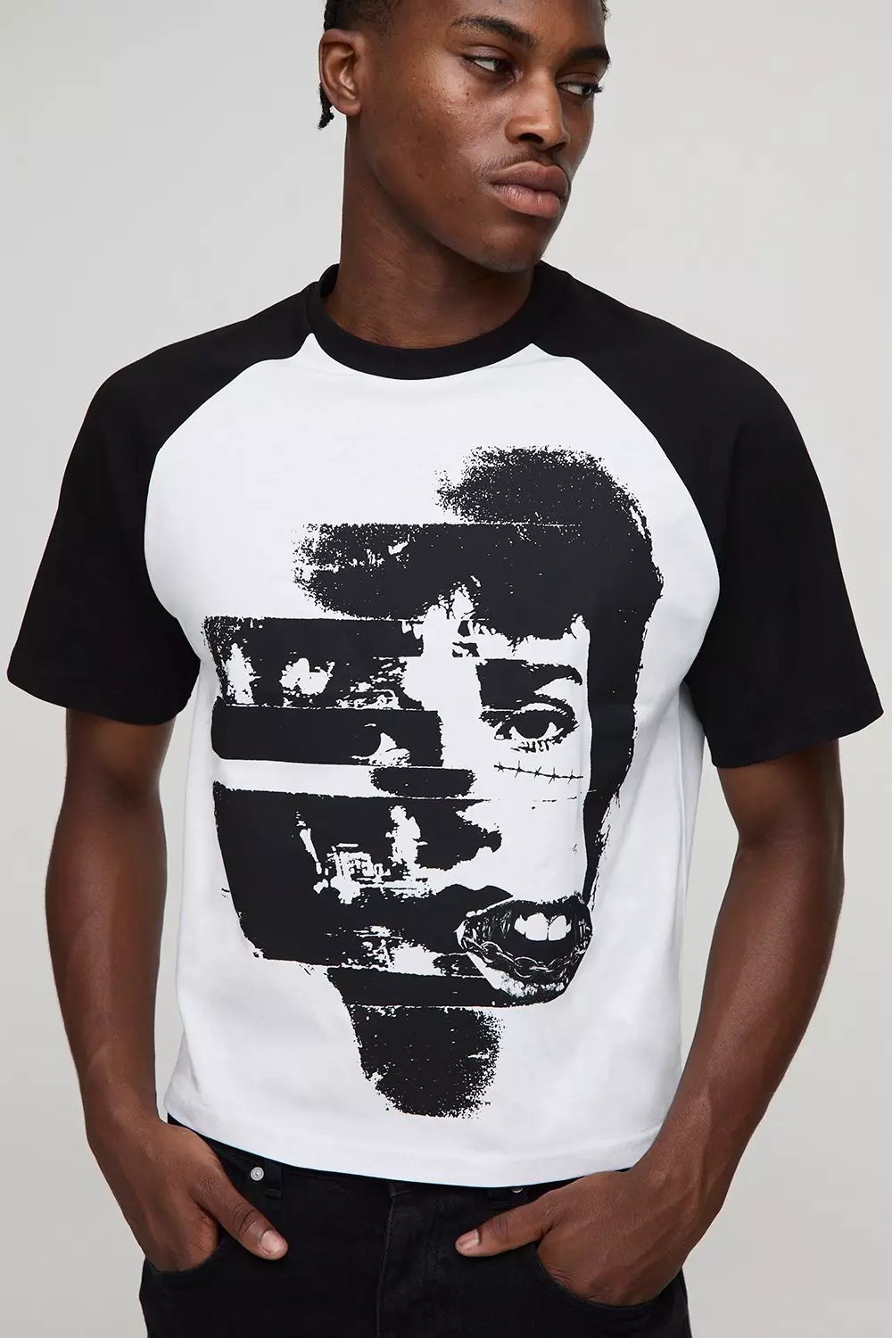 Shrunken Boxy Short Sleeve Raglan T-Shirt | boohooMAN USA