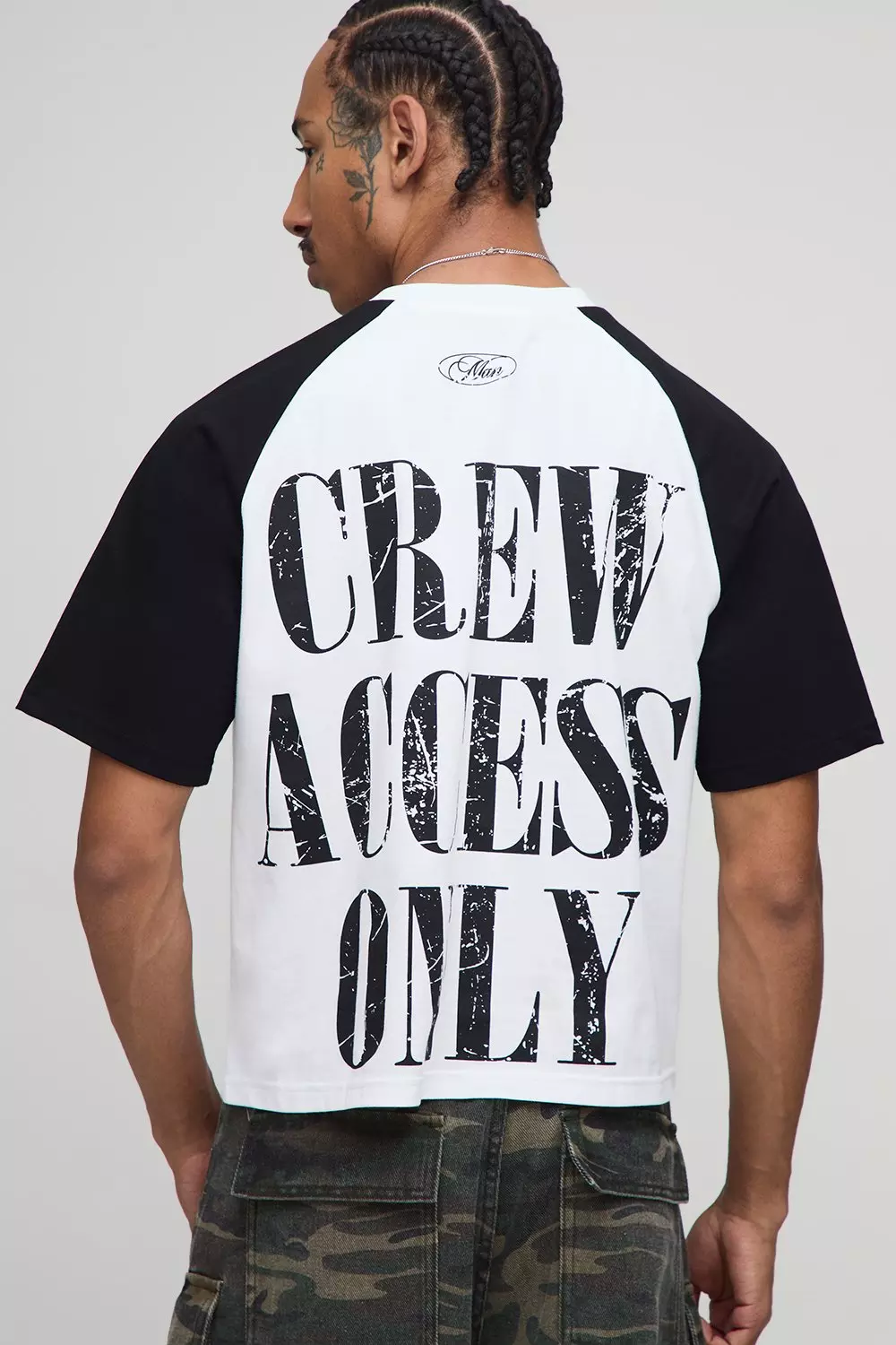 Shrunken Boxy Short Sleeve Raglan Graphic T-Shirt | boohooMAN USA