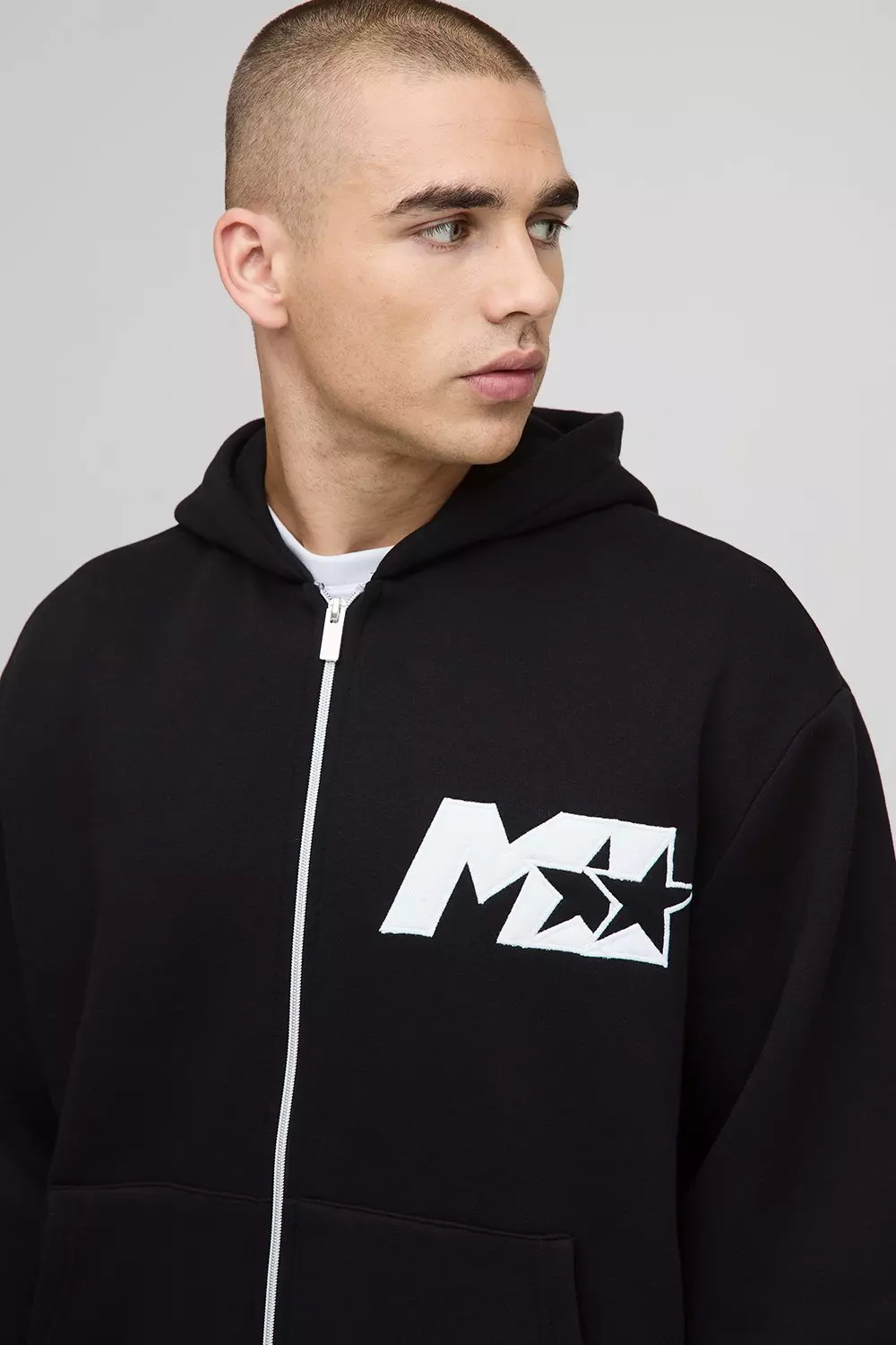 Oversized Boxy M Star Zip Through Hoodie and Wide Leg Jogger