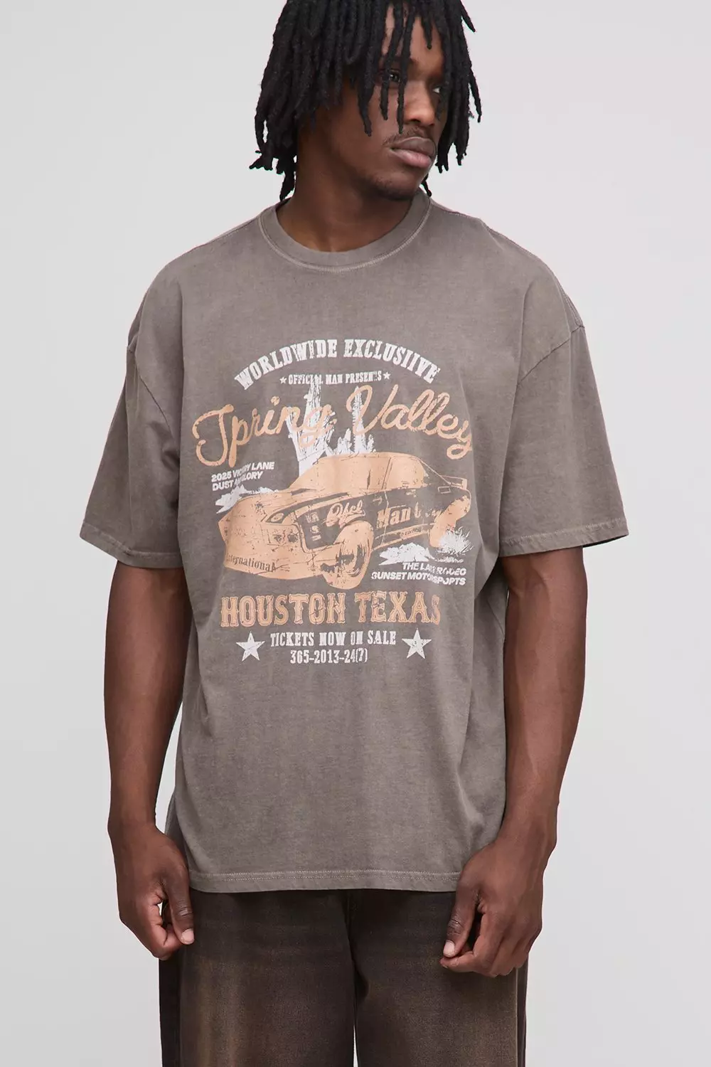 Tall Oversized Texas Western Print T-Shirt | boohooMAN USA