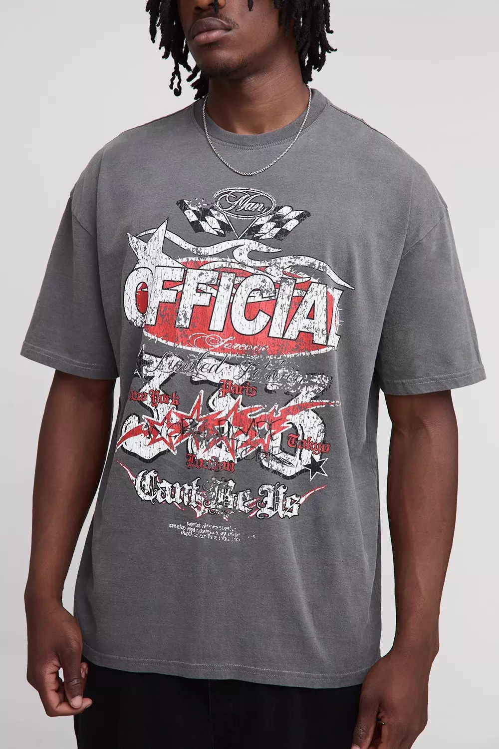 Tall Oversized Official Moto Washed Print T-Shirt | boohooMAN USA