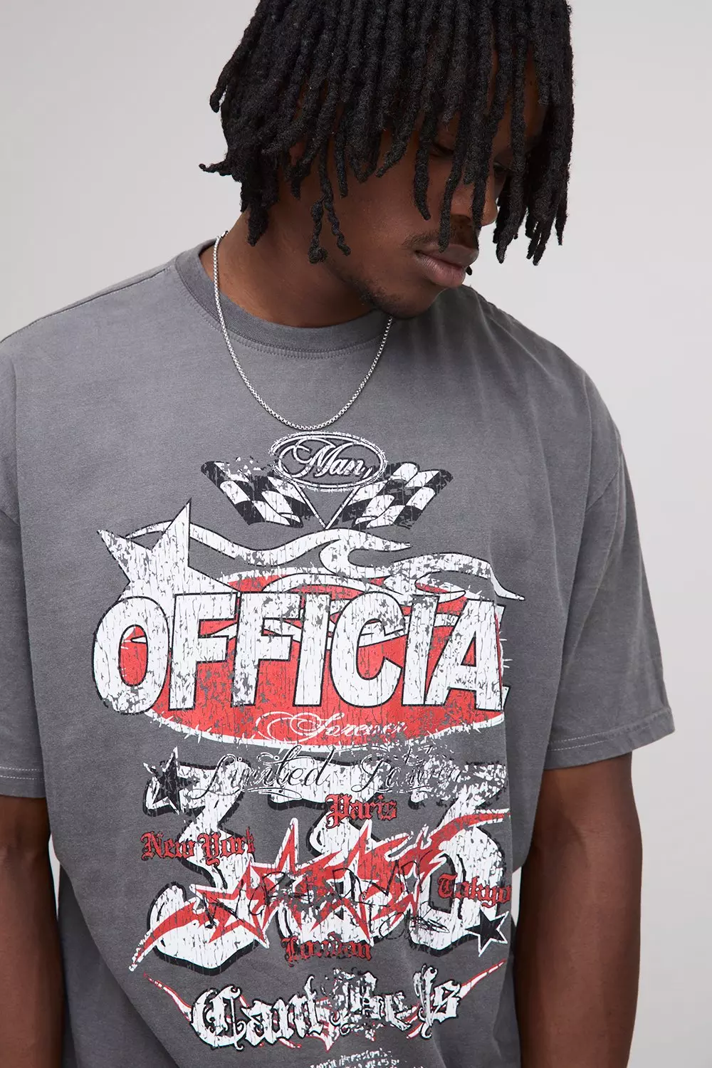 Tall Oversized Official Moto Washed Print T-Shirt | boohooMAN USA