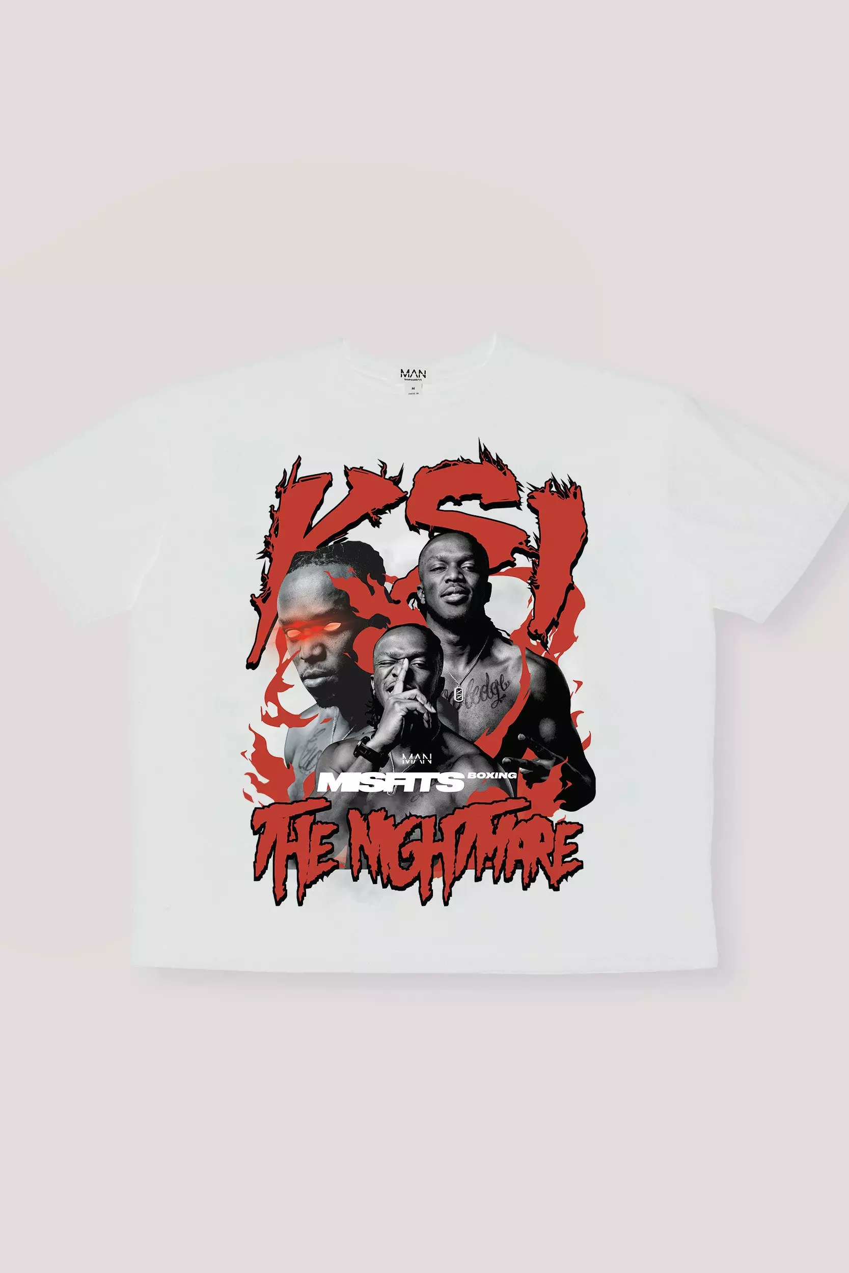 White Oversized Misfits KSI The Nightmare License Printed T