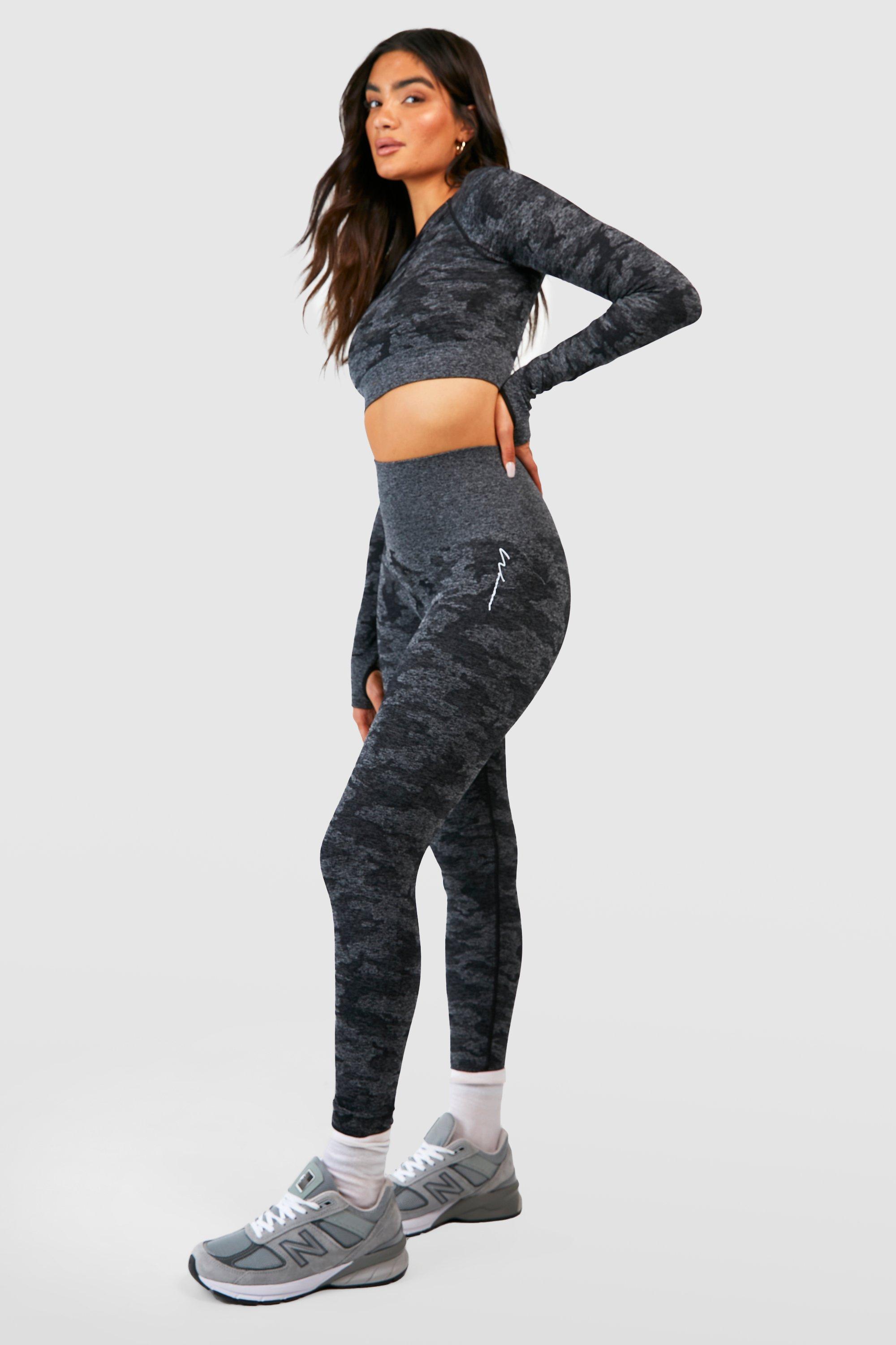 Black Sportieve Naadloze Camo Contour Leggings