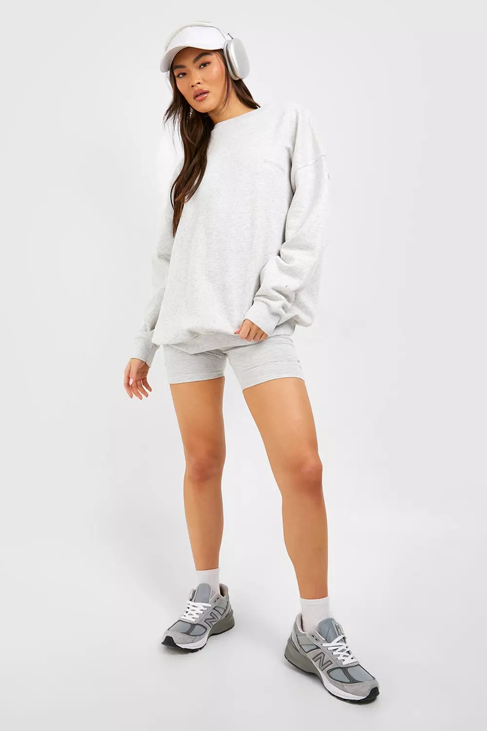 Ash grey DSGN Studio Oversized Sweater And Cycling Short Set alternative image