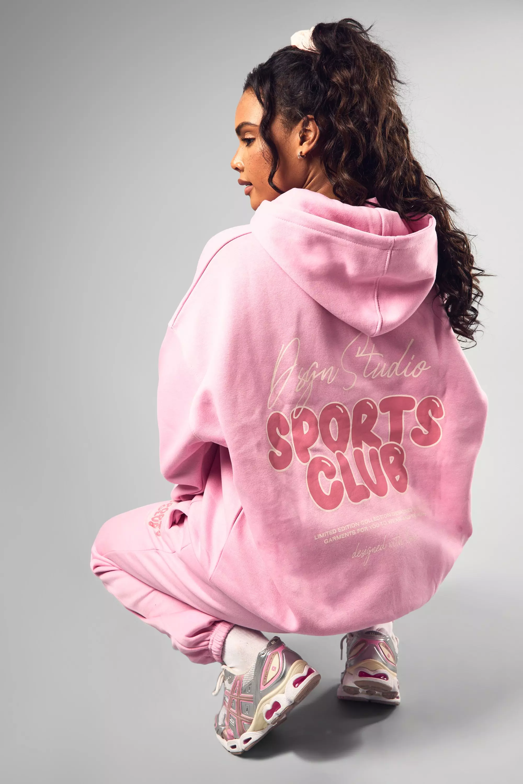 Pink DSGN Studio Sports Bubble Slogan Oversized Hoodie alternative image