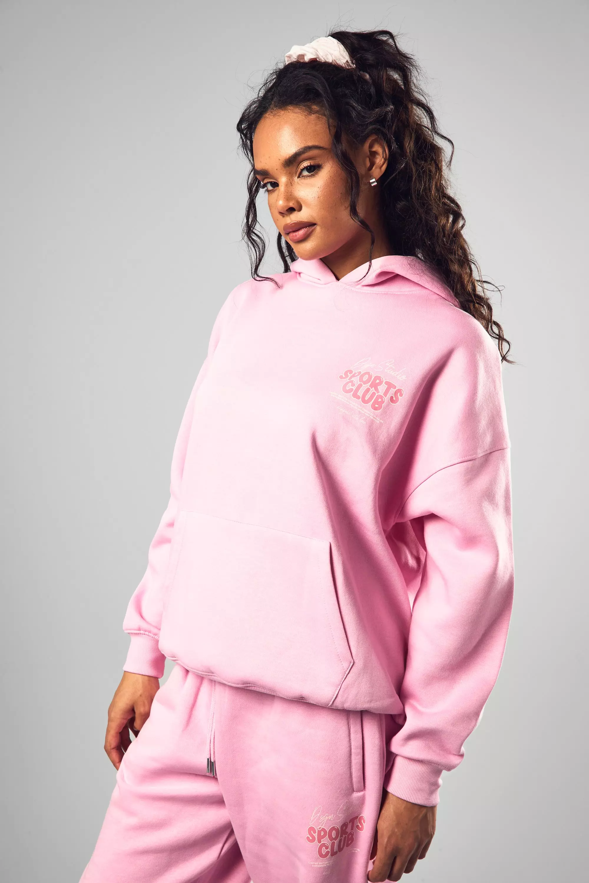 Pink DSGN Studio Sports Bubble Slogan Oversized Hoodie alternative image
