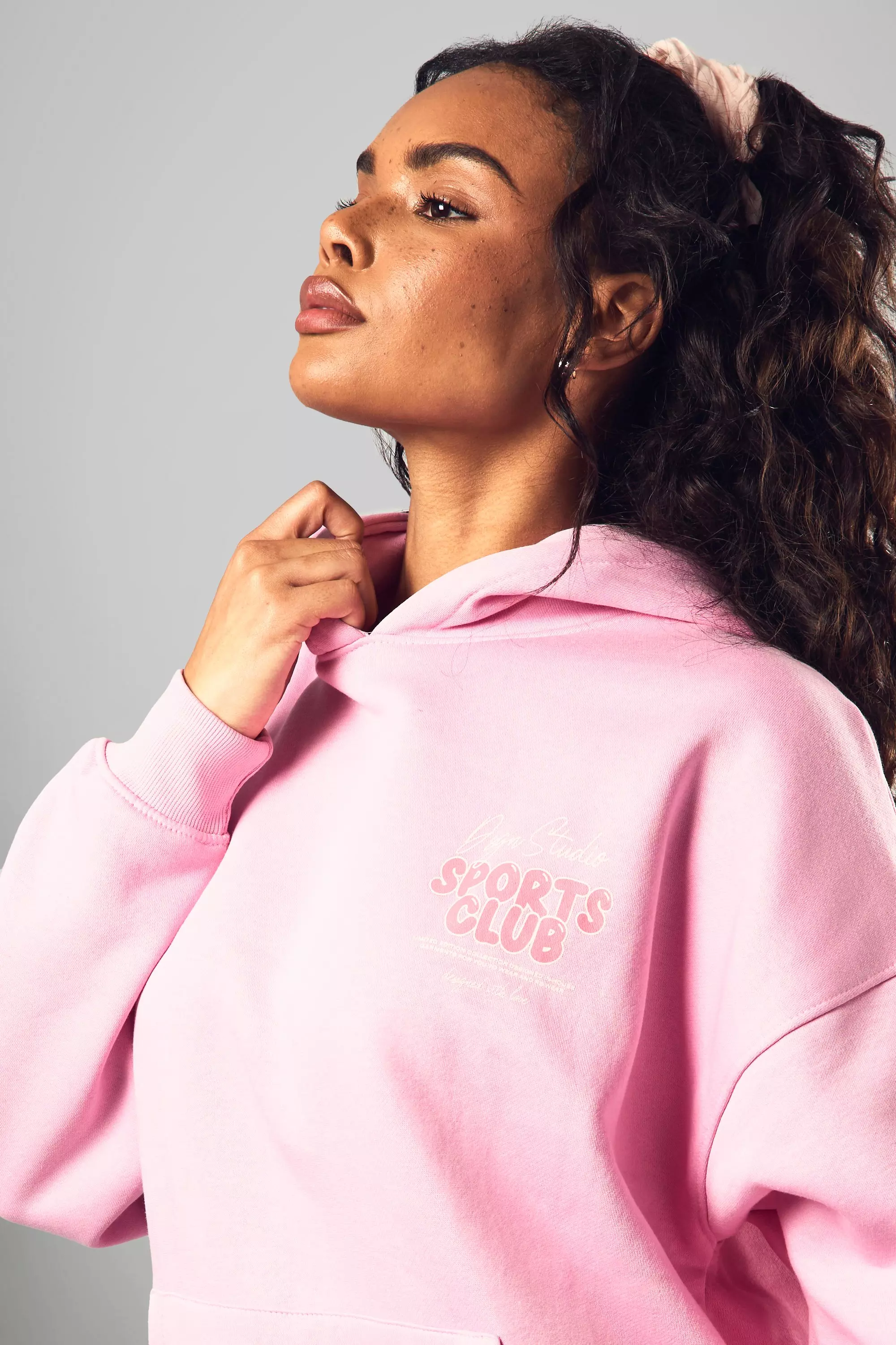 Pink DSGN Studio Sports Bubble Slogan Oversized Hoodie alternative image
