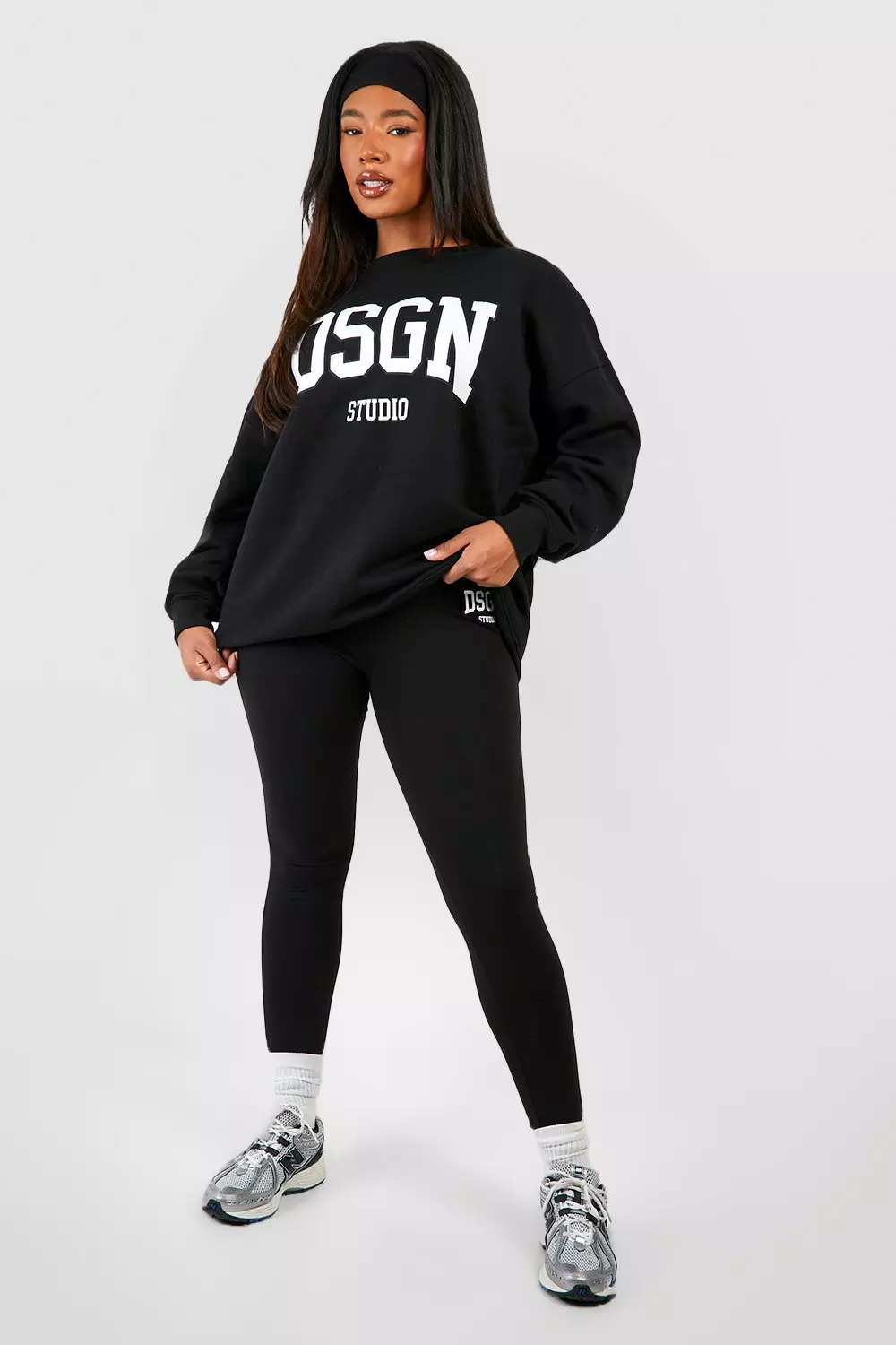 Black Plus DSGN Studio Slogan Legging Tracksuit alternative image